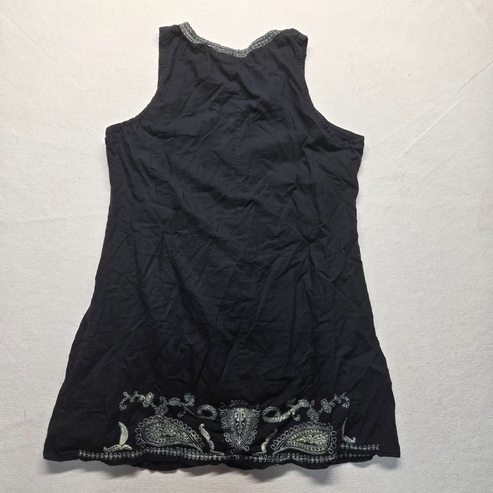 Vintage VINTAGE Cute Options Shirt Dress Adult XL Black Sleeveless Embroidered Cotton Knee Length Womens Size XL / US 12-14 / IT 48-50 - 7 Thumbnail