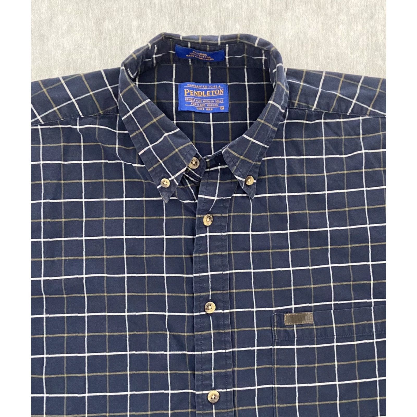 Pendleton Pendleton Shirt Adult Large Blue Check Long Sleeve Button Up Pocket Cotton Men L Vintage Size US L / EU 52-54 / 3 - 3 Thumbnail