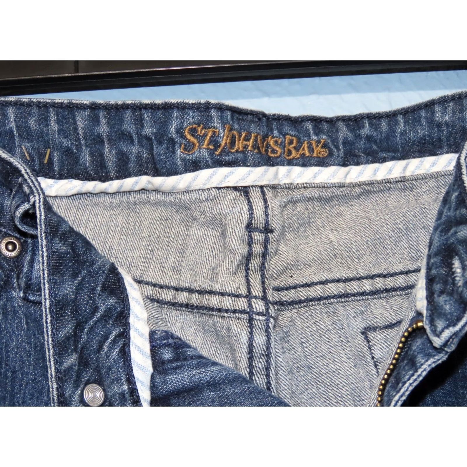 Vintage St. John's Bay Jeans Women 14 Short Boot Cut Denim Blue High Rise 5-Pocket Solid Zip Button XS? Size 36" / US 14 / IT 50 - 4 Thumbnail