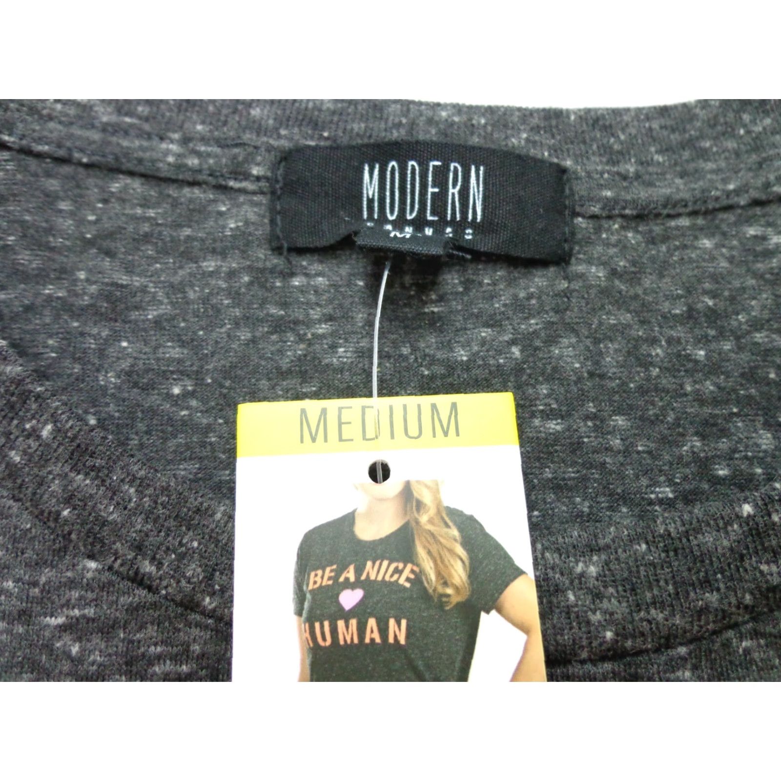 Vintage BE A NICE HUMAN Modern Canvas Women's T Shirt Dark Heather Gray Size Medium Size M / US 6-8 / IT 42-44 - 3 Thumbnail