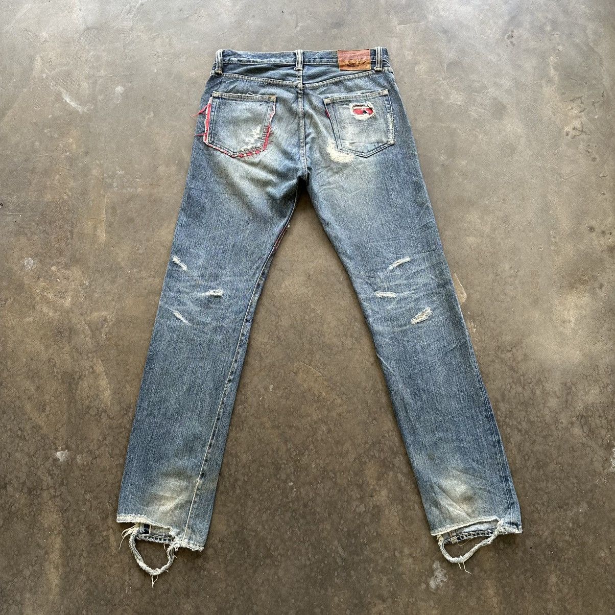 If Six Was Nine Vintage Japanese Distressed Faded Denim Jean Pant W33 Size US 33 - 10 Thumbnail