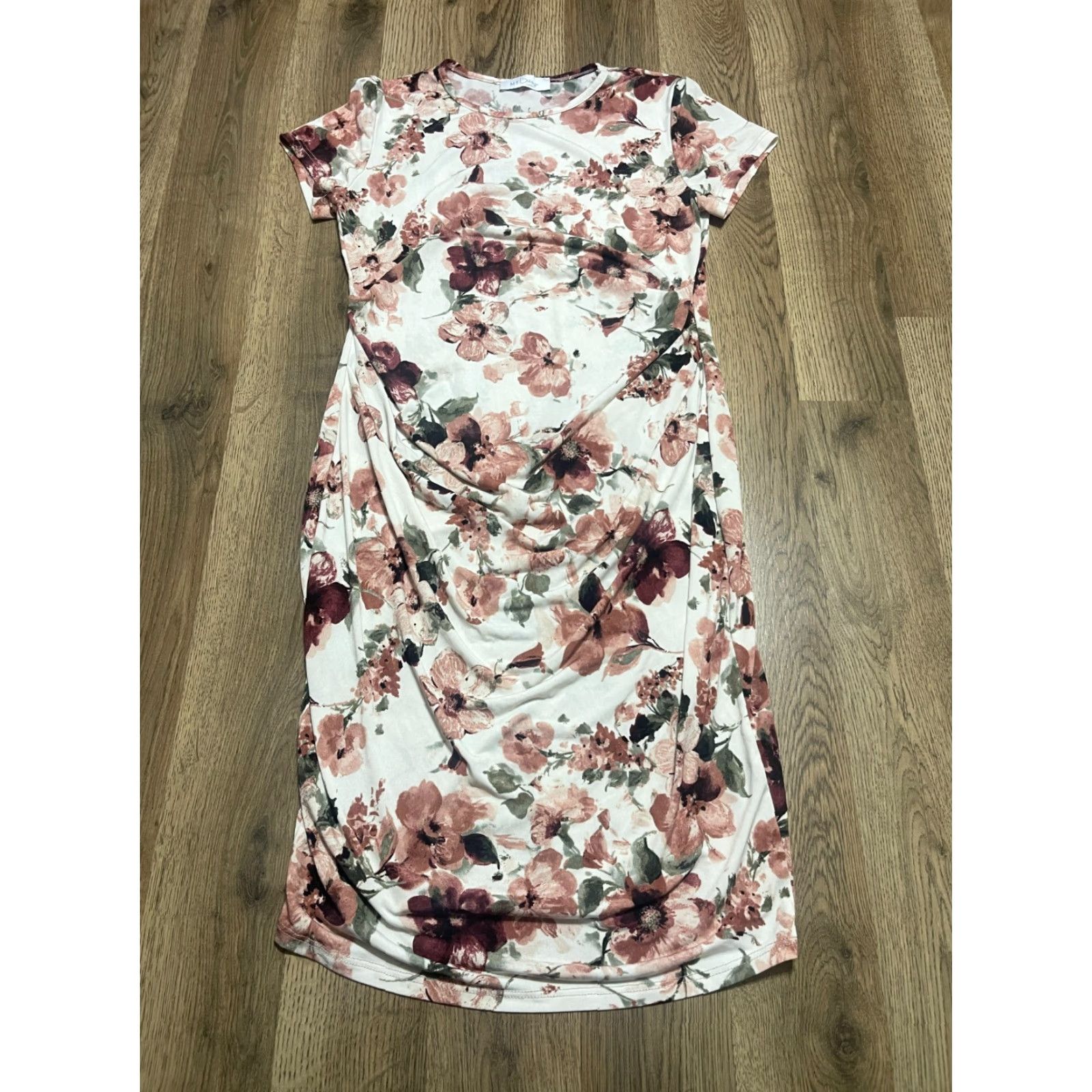 Pinko My Bump Dress Women's Medium Floral Sheath Short Sleeve Pullover Casual Pink White Green Size M / US 6-8 / IT 42-44 - 2 Thumbnail