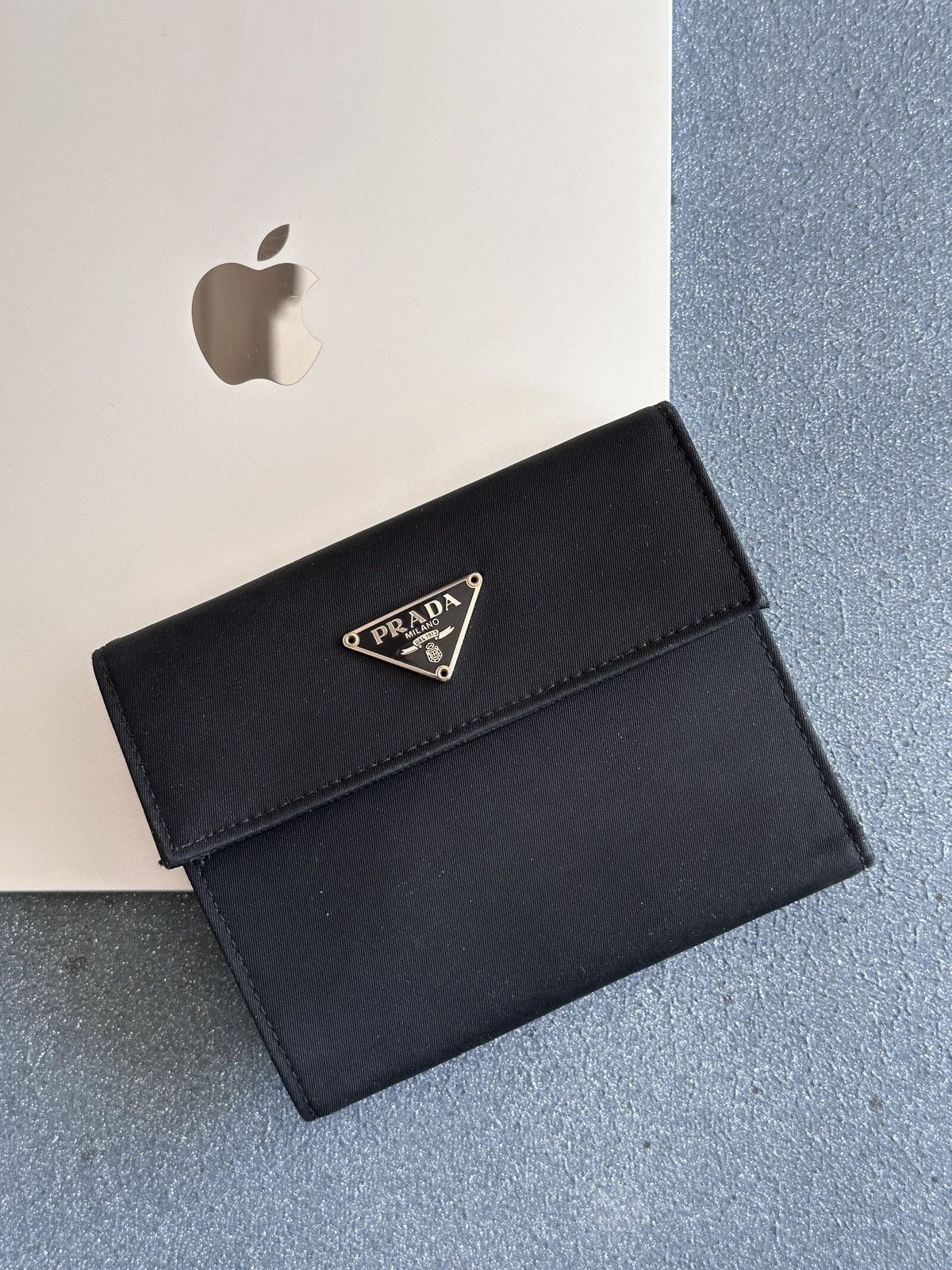 Prada PRADA Triangle Logo Tessuto and Saffiano Tri-Fold Wallet Size ONE SIZE - 2 Thumbnail