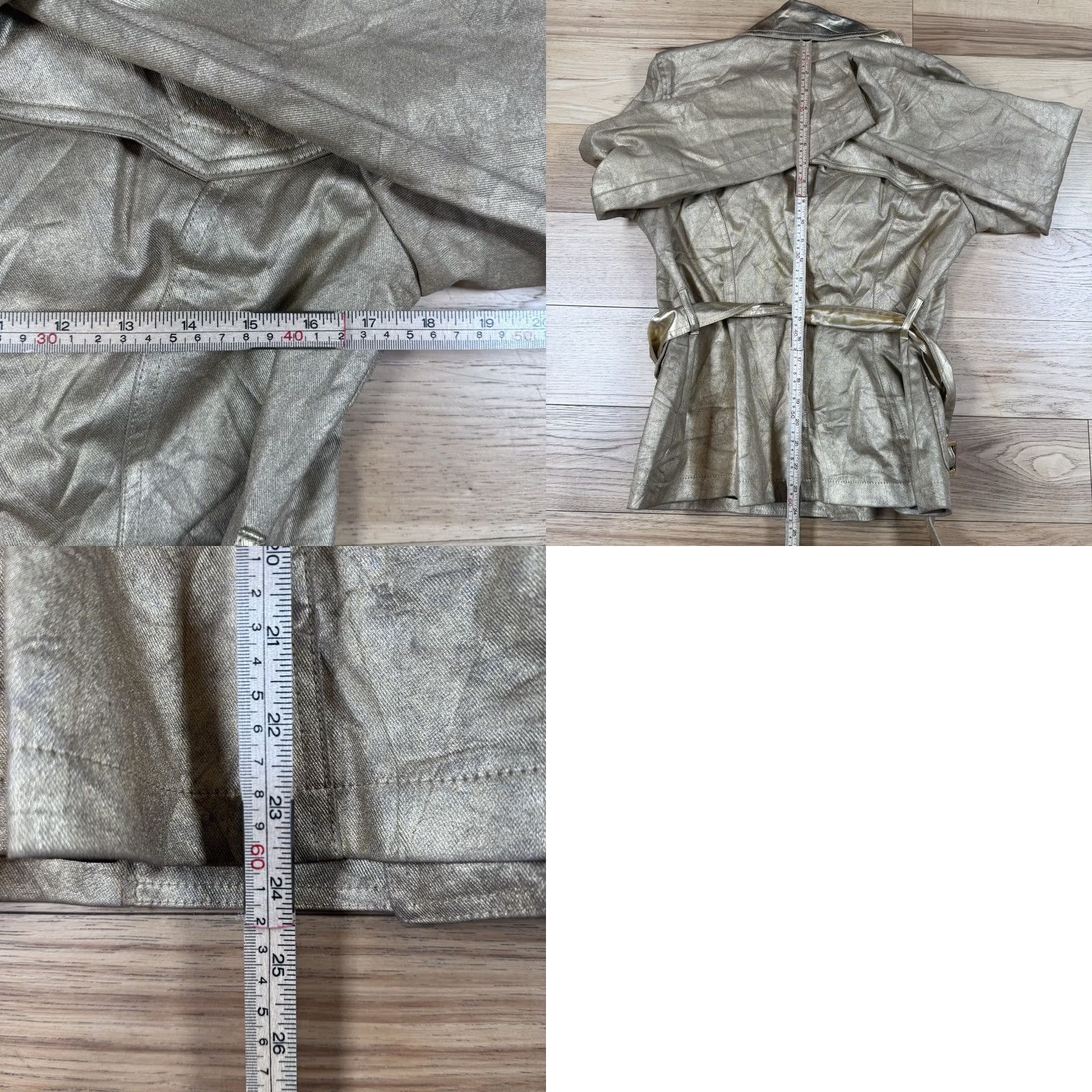 Ralph Lauren VINTAGE Ralph Lauren Jacket Women Belt Gold L Petite Metallic Belted Cotton Basic Jacket Womens Tags: None Size L / US 10 / IT 46 - 8 Thumbnail