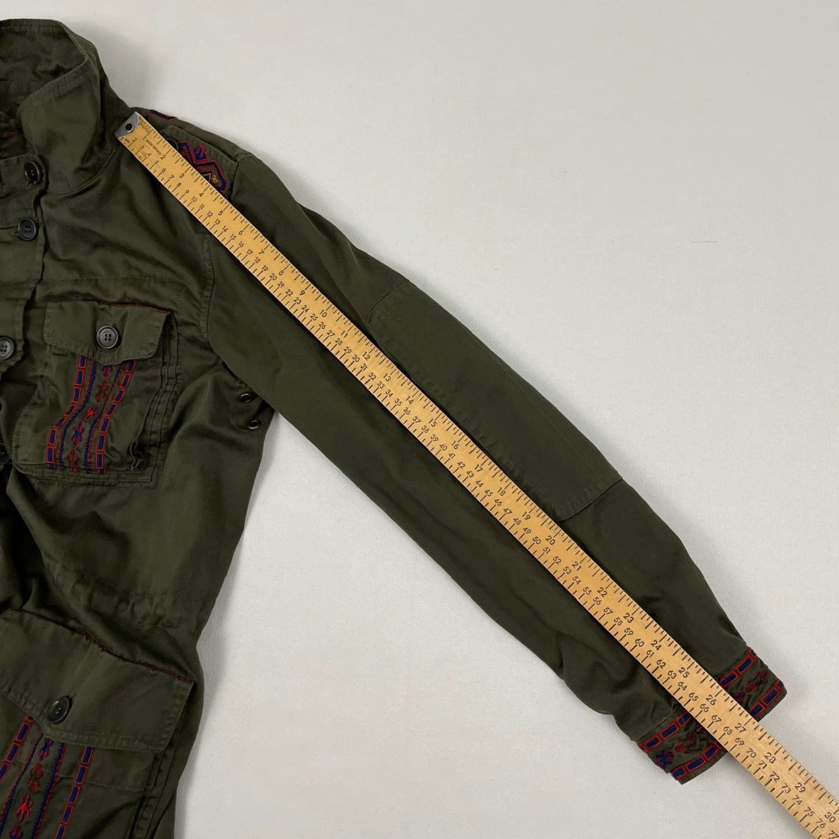Johnny Was Johnny Was April Army Jacket Womens Large Green Floral Embroidered Boho Military Overcoat Size L / US 10 / IT 46 - 5 Thumbnail
