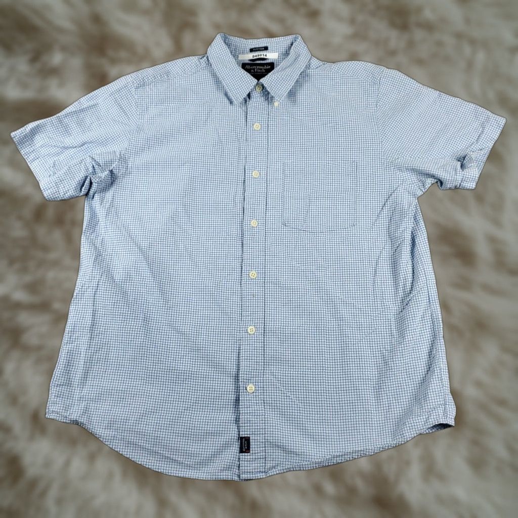 Abercrombie & Fitch VINTAGE Abercrombie & Fitch Shirt Mens XL Blue Check Button-Up Short Sleeve Casual Modern Preppy Mens Size US XL / EU 56 / 4 - 1 Thumbnail