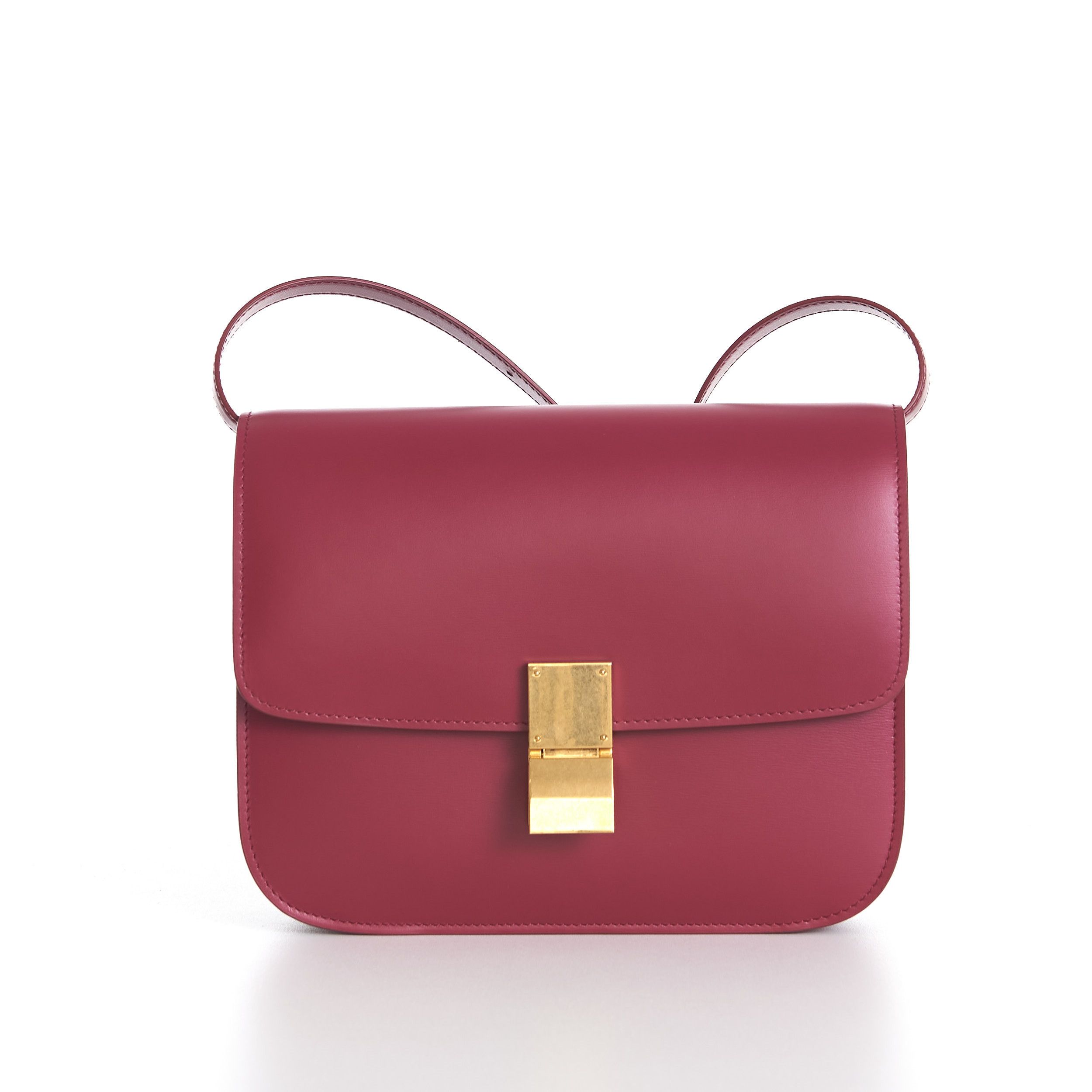 Celine Medium Classic Box Bag In Raspberry Calfskin Size ONE SIZE - 1 Thumbnail