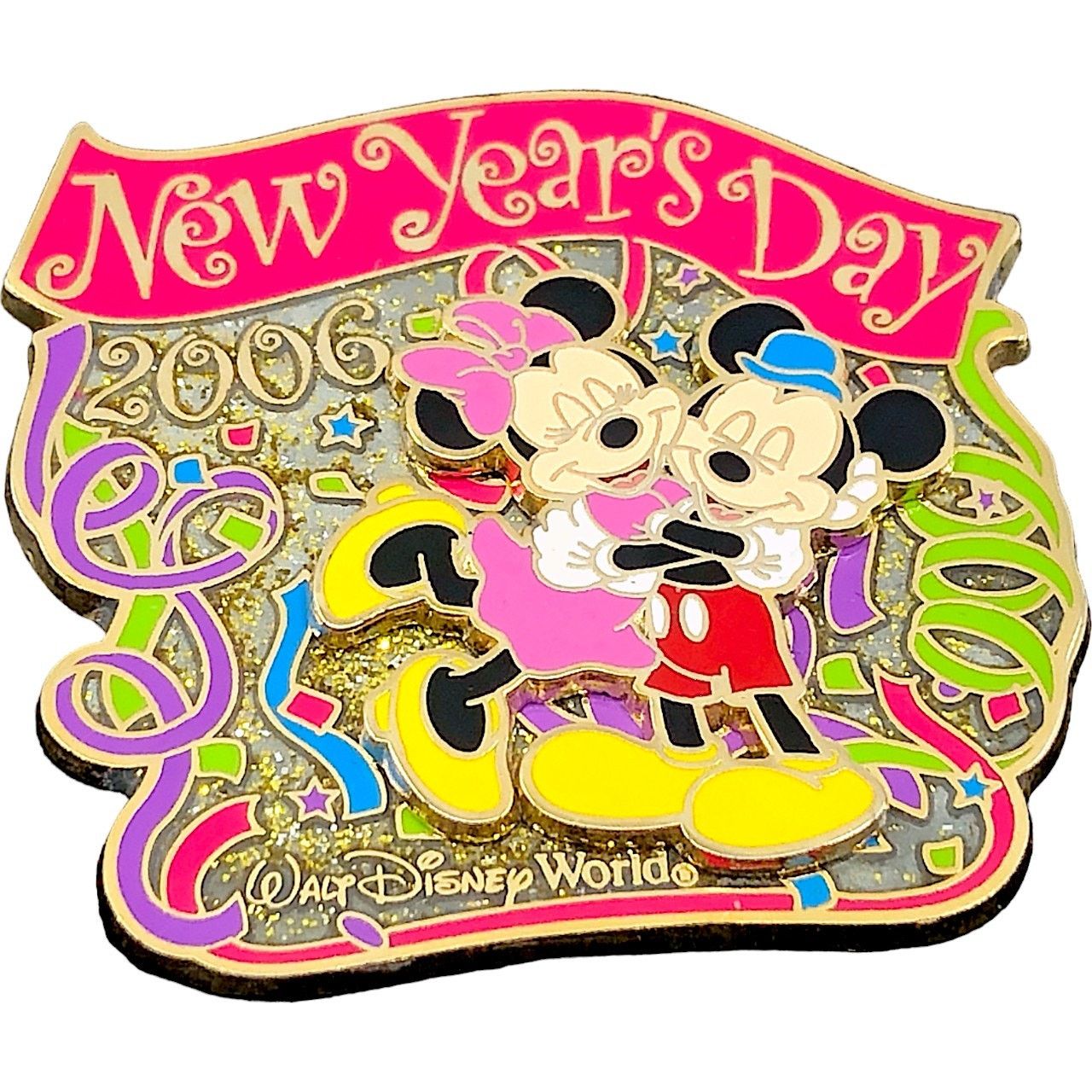 Disney Disney New Years Day 2006 Minnie & Mickey Glitter Pin 7,500 Size ONE SIZE - 5 Thumbnail