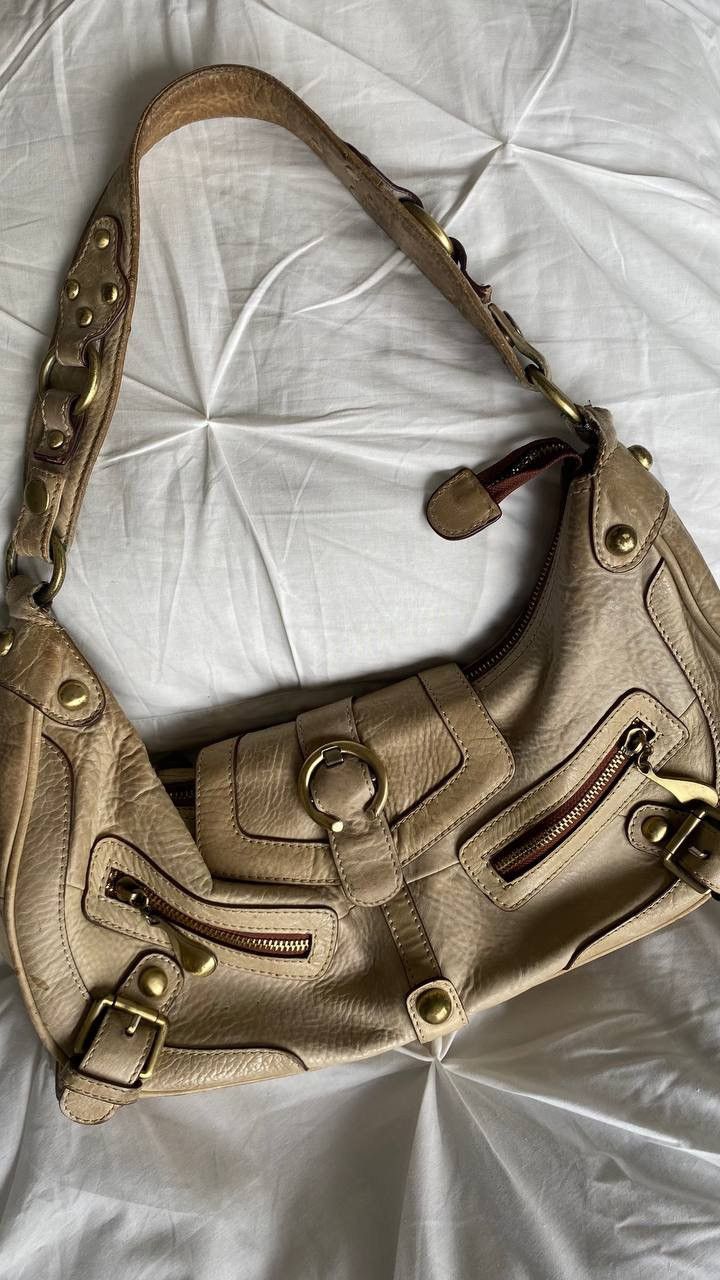 Vintage Vintage beige leather shoulder bag Size ONE SIZE - 4 Thumbnail