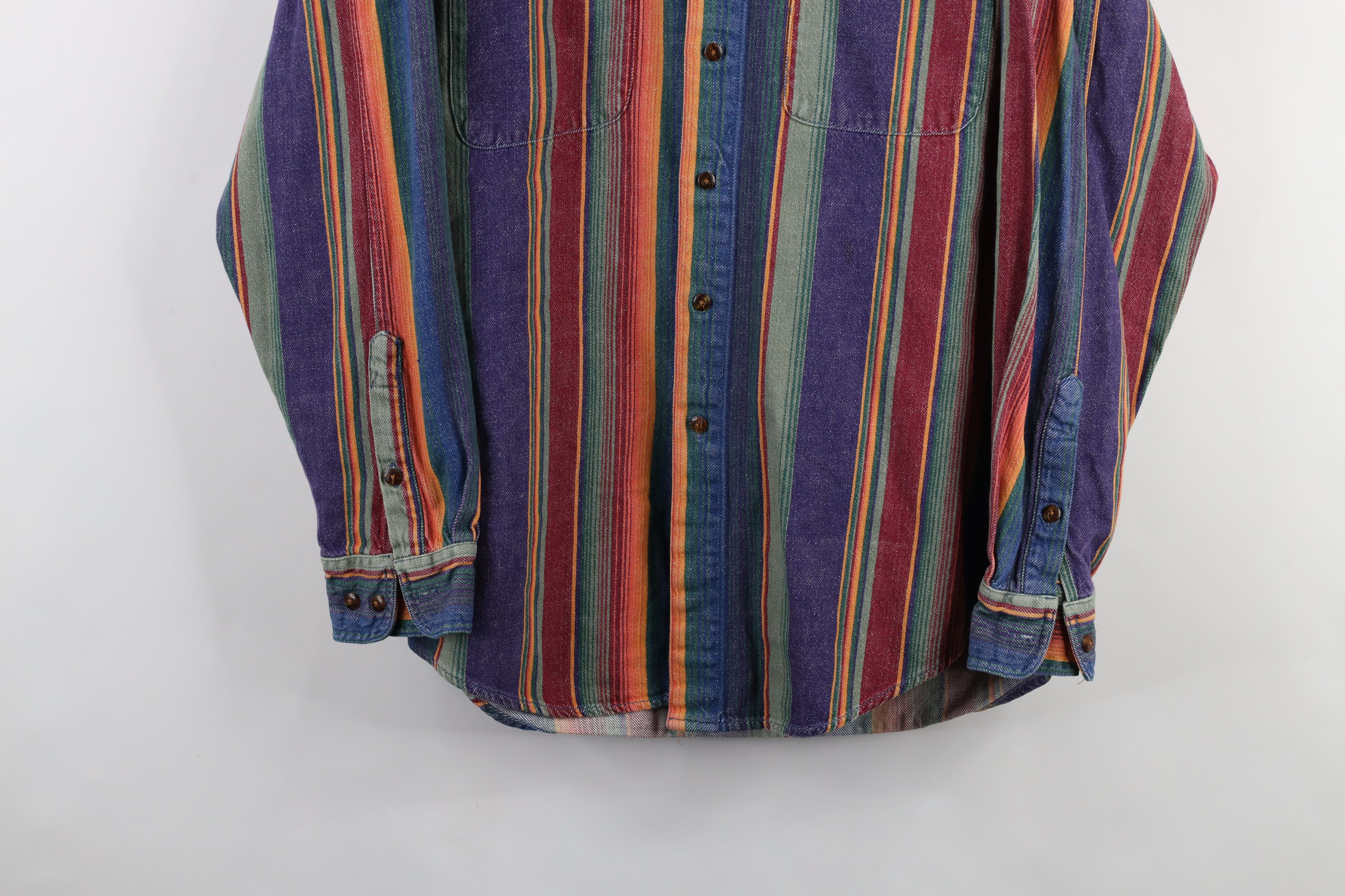 Vintage Vintage 90s Streetwear Striped Denim Jean Button Shirt Size US M / EU 48-50 / 2 - 3 Thumbnail