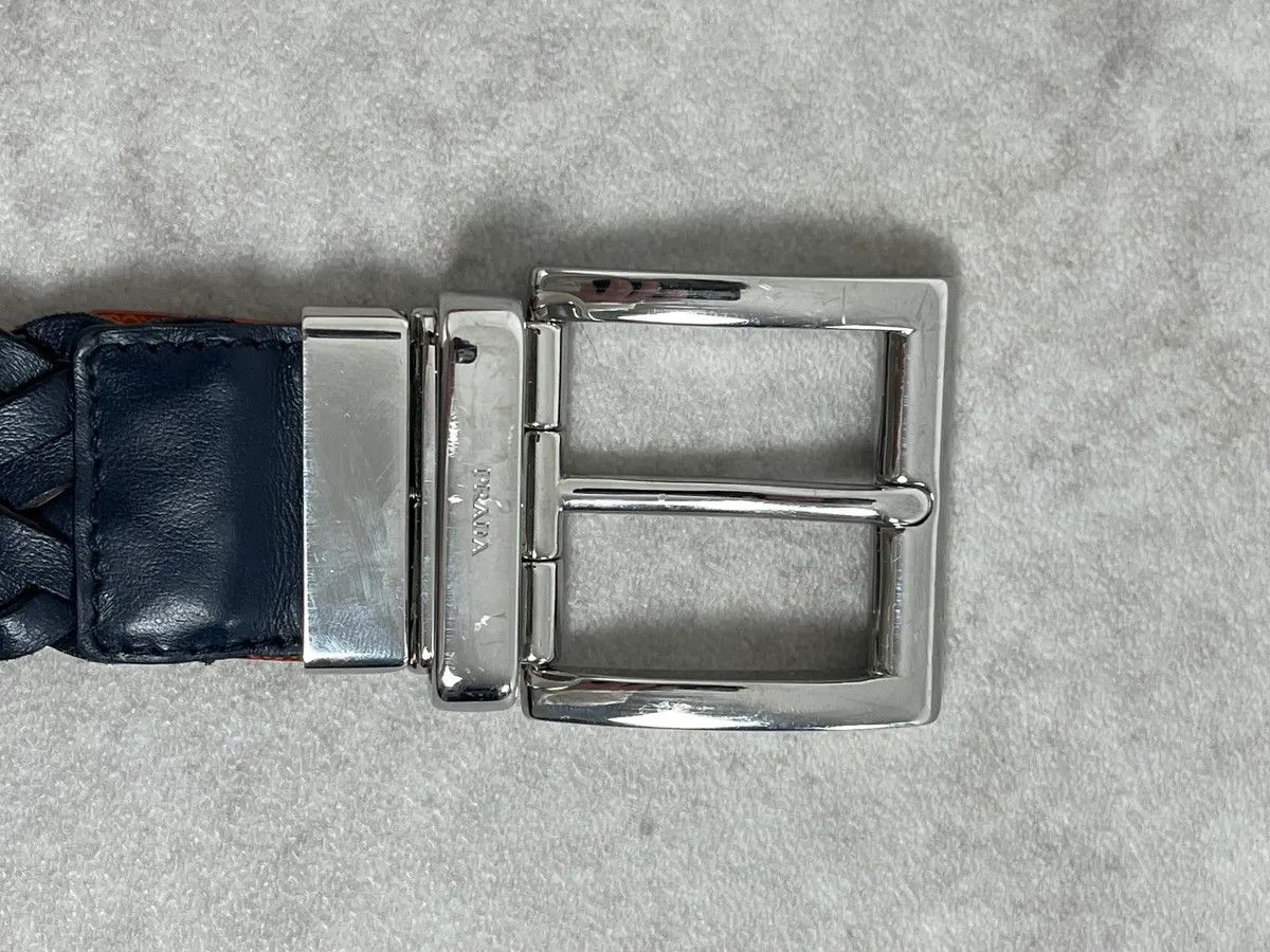 Prada Prada Reversible Navy & Orange Woven Premium Leather Belt Size ONE SIZE - 9 Thumbnail