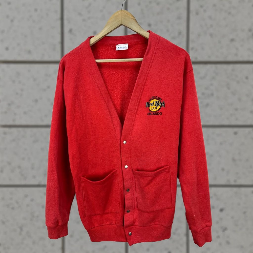 Vintage VINTAGE Hard Rock Cafe Save the Planet Orlando Red Cardigan Sweater Size L Size US L / EU 52-54 / 3 - 1 Thumbnail