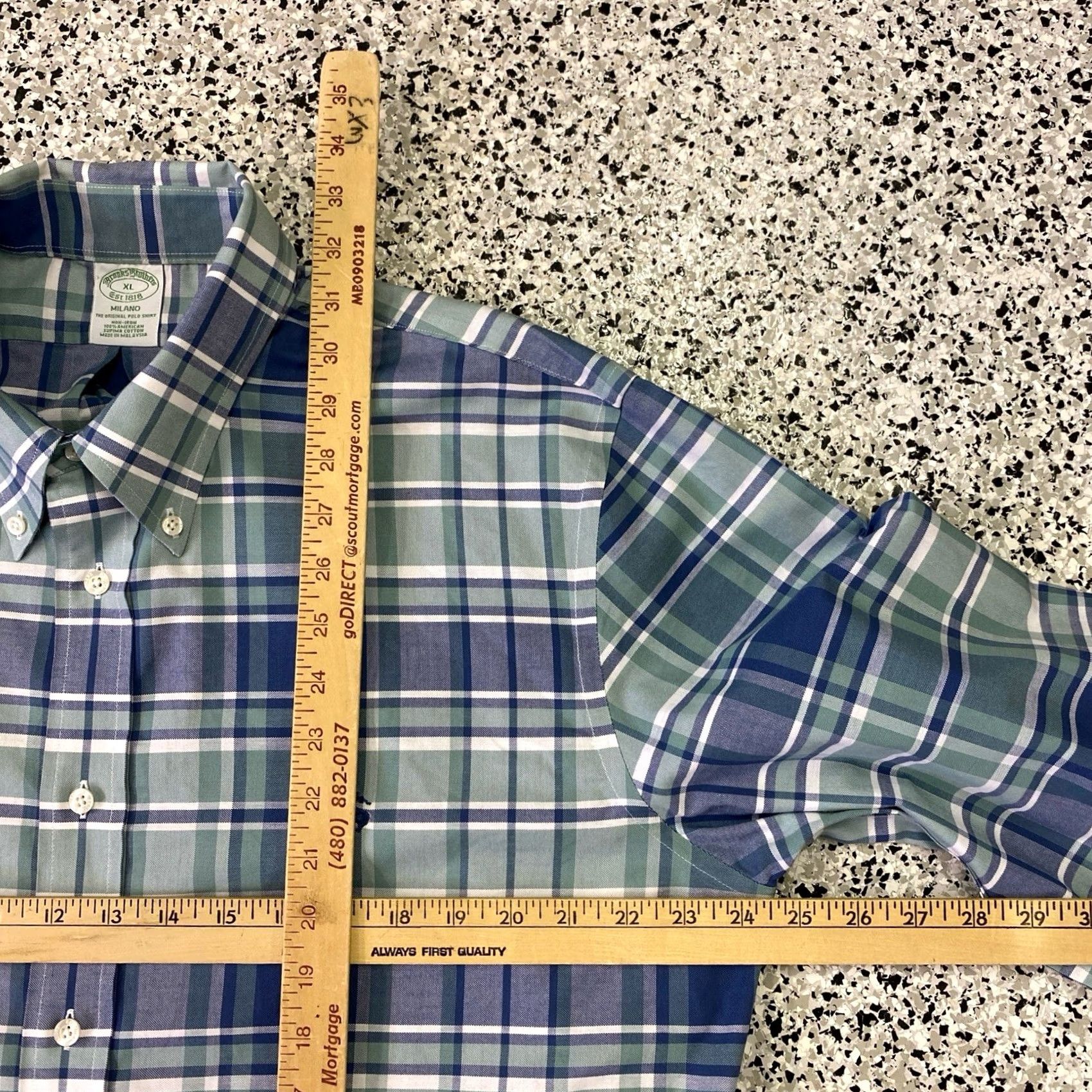 Brooks Brothers Brooks Brothers Milano Dress Shirt Mens XL Oxford Check Blue Green Button Down Casual Business Regular Long Sleeve Non-Iron 100% Cotton Size 46R - 3 Thumbnail