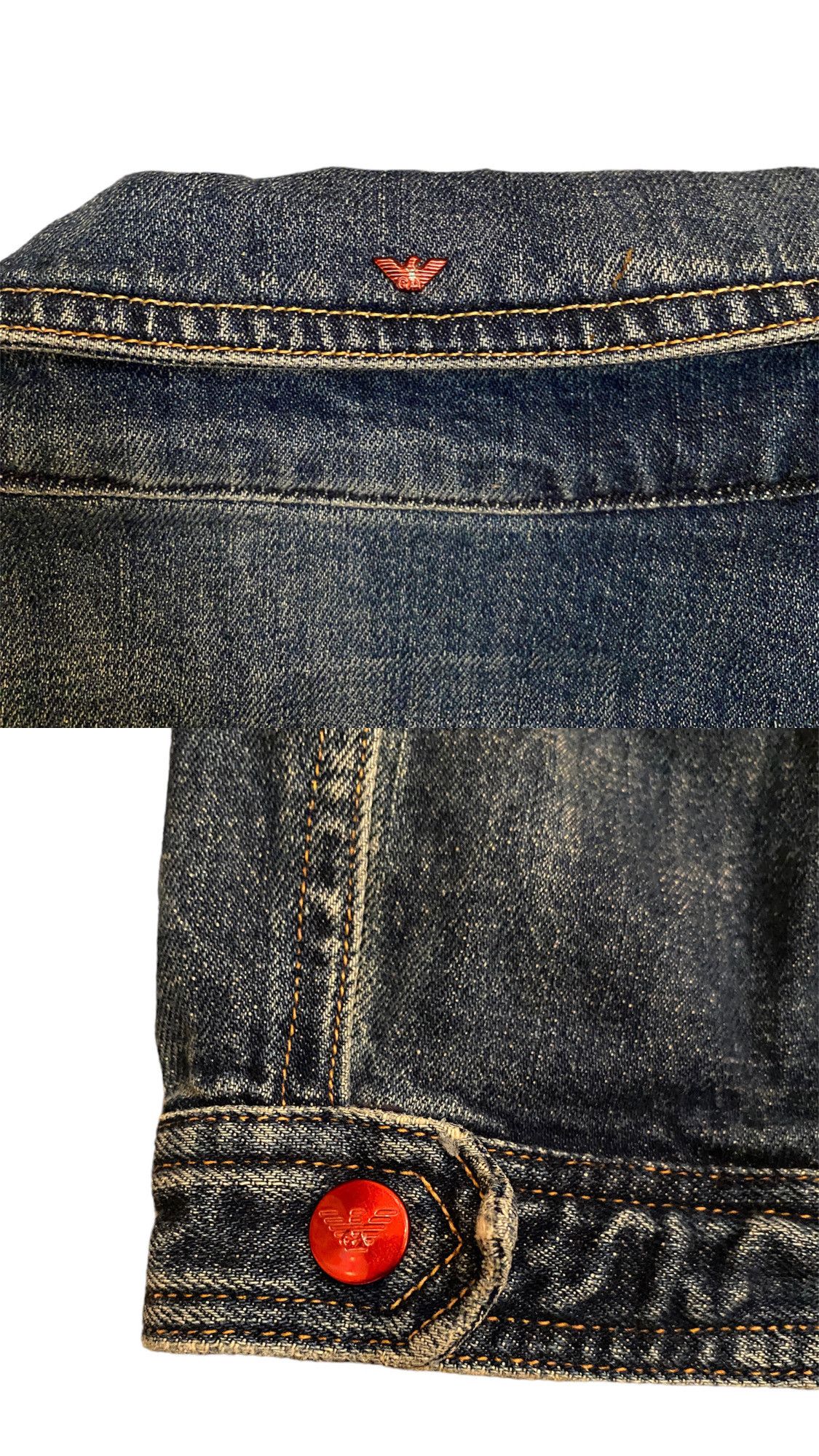 Armani × Vintage Vintage 90s Armani Distressed Denim Biker Jacket For Ladies Size S / US 4 / IT 40 - 9 Thumbnail