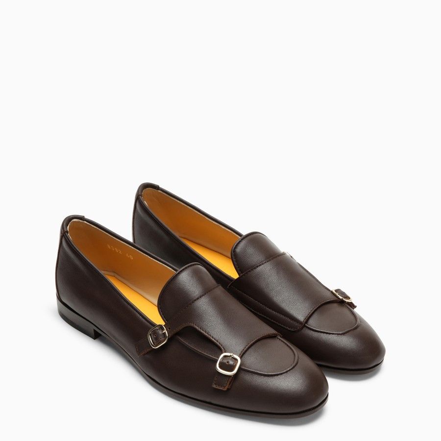 o1d2blof0824 Leather Double Buckle Loafer in Brown