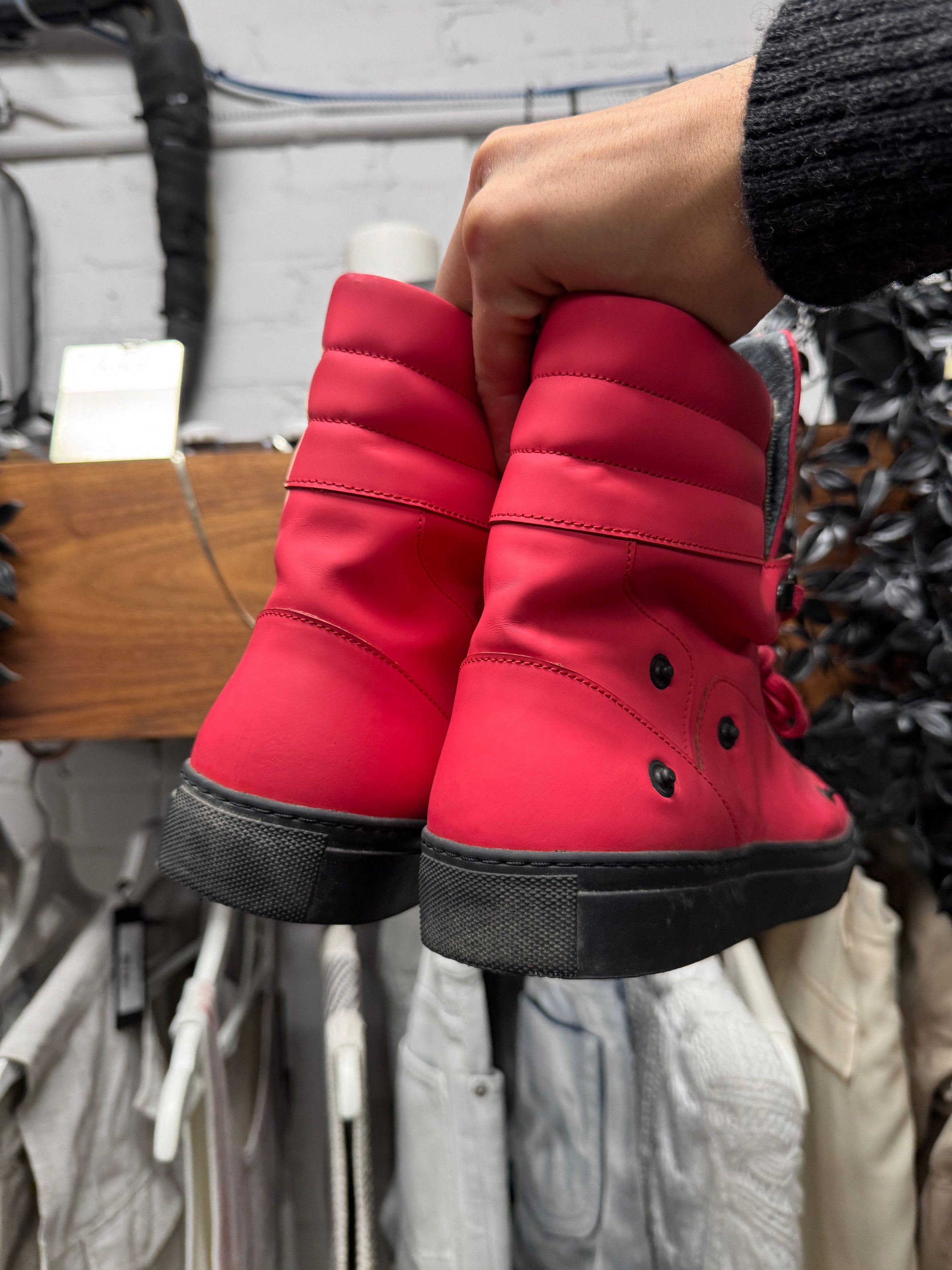 Raf Simons SS2012 Raf Simons Red Leather High Top Sneakers Size US 7 / EU 40 - 4 Thumbnail