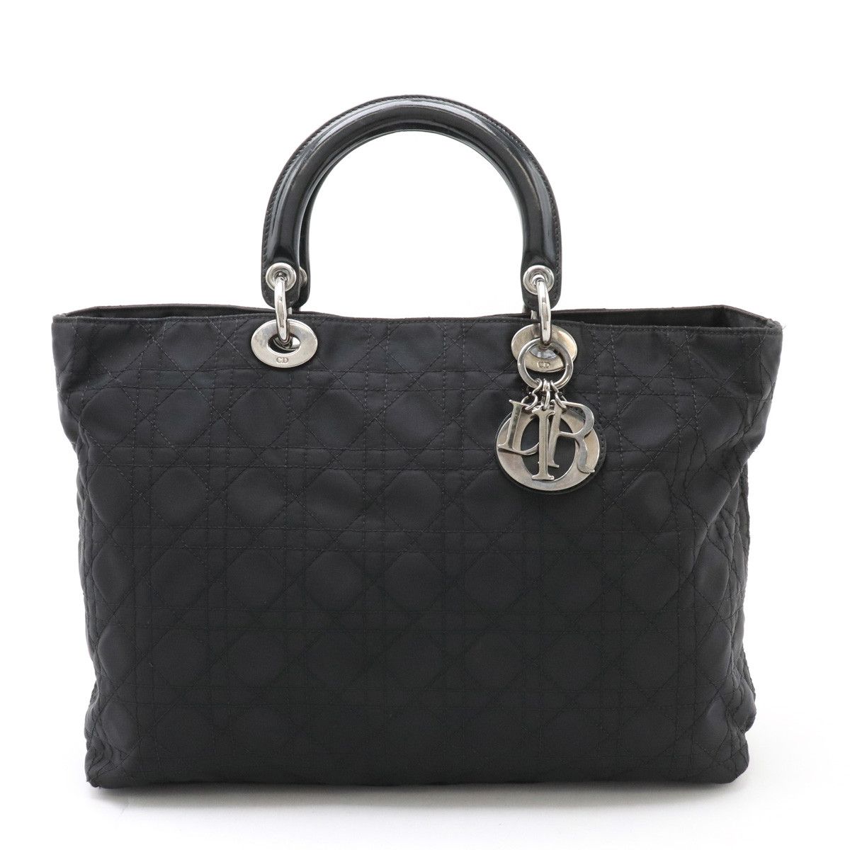 Dior Dior Dior Lady Dior Cannage Nylon Patent Leather Tote Bag Canvas Tote Bag in Very Good Condition Size ONE SIZE - 1 Thumbnail
