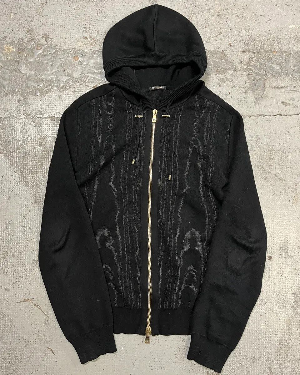 Balmain SS2017 Balmain Metallic Zip-Up Black Marble Effect Hoodie Size US L / EU 52-54 / 3 - 1 Thumbnail
