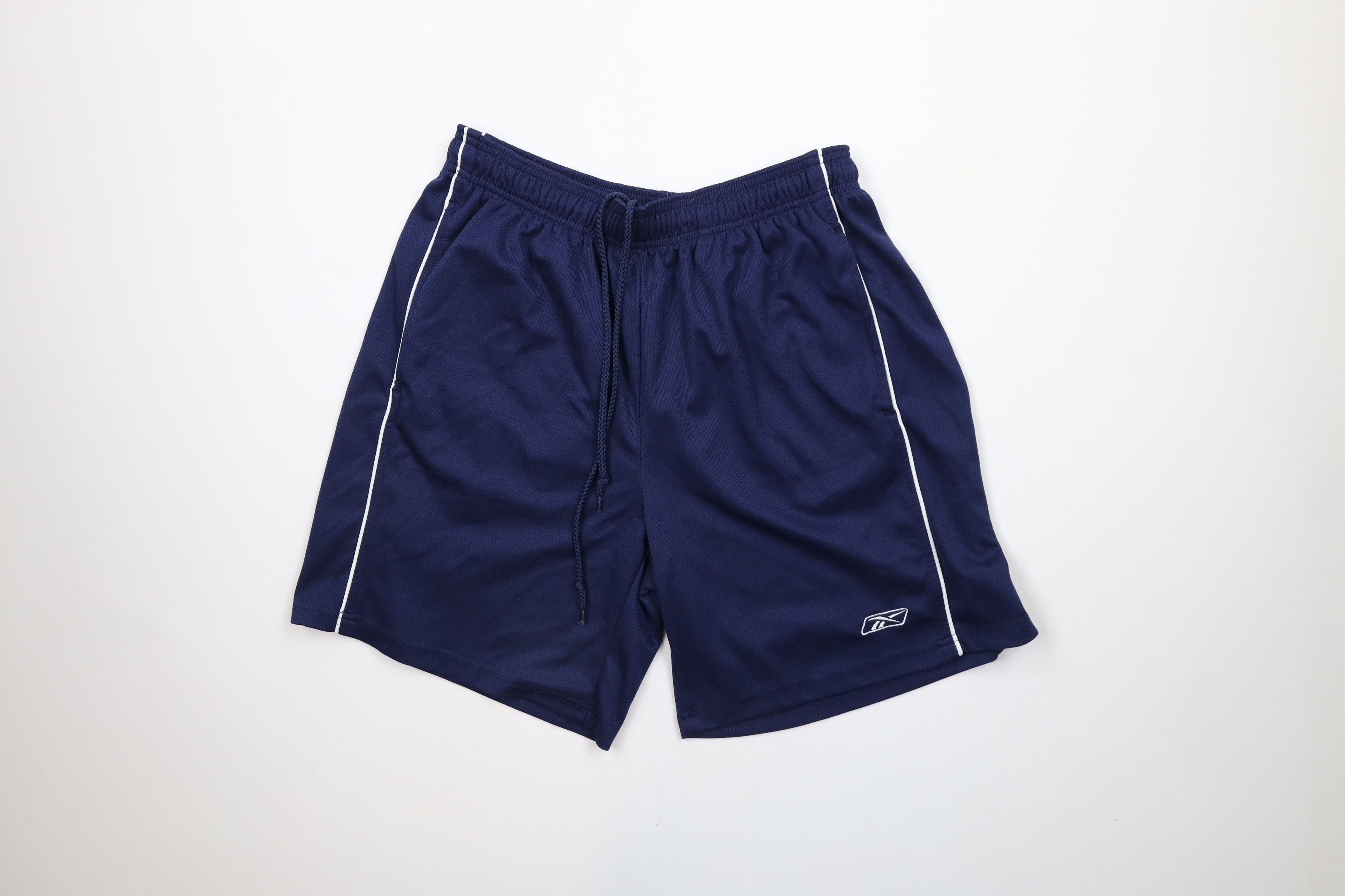 Reebok × Vintage Vintage Reebok Logo Above Knee Gym Shorts Blue Polyester Size US 32 / EU 48 - 1 Thumbnail