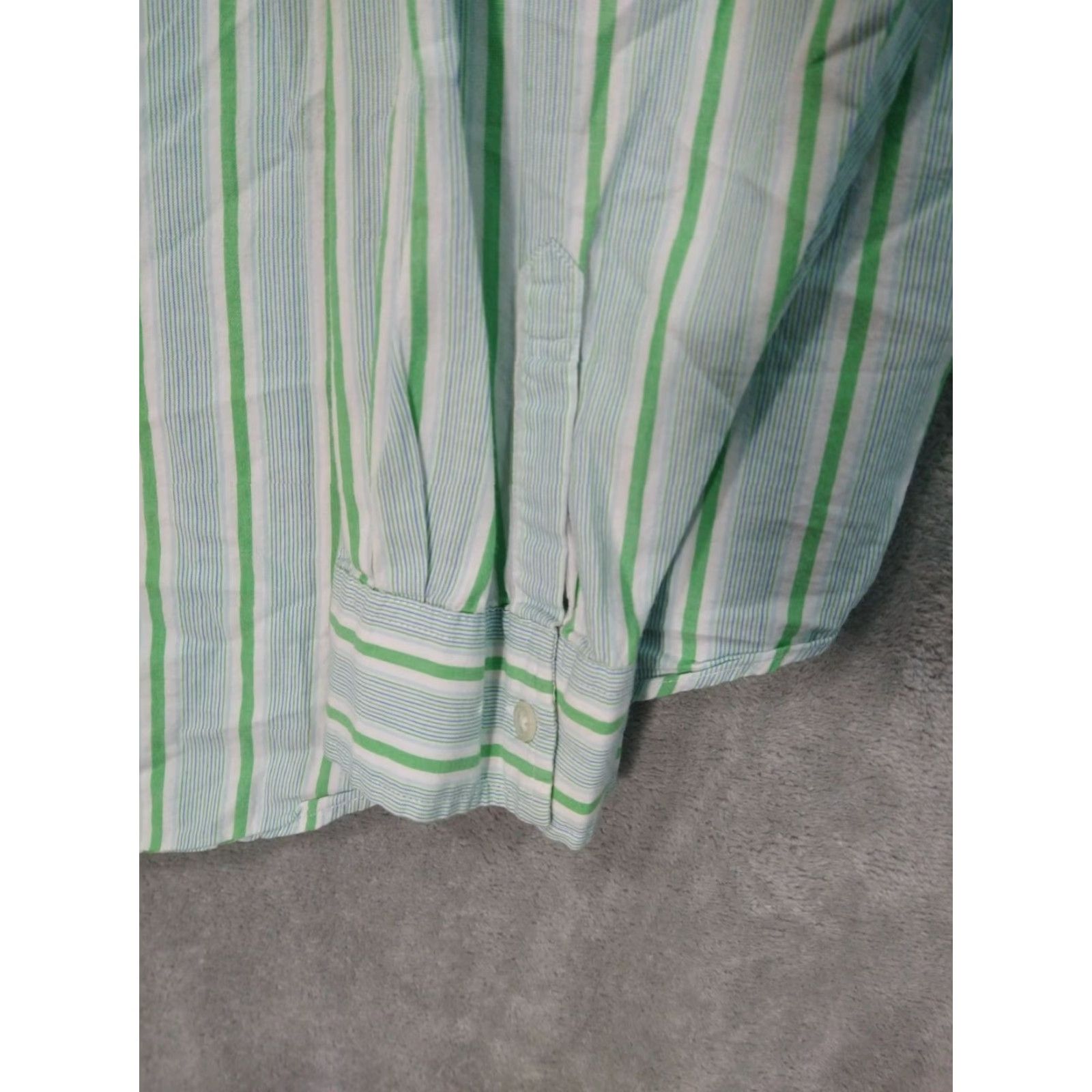Vintage Polo Jeans Co. Ralph Lauren Shirt Mens 3XT Green Striped Long Sleeve Button Up Size US XXL / EU 58 / 5 - 3 Thumbnail