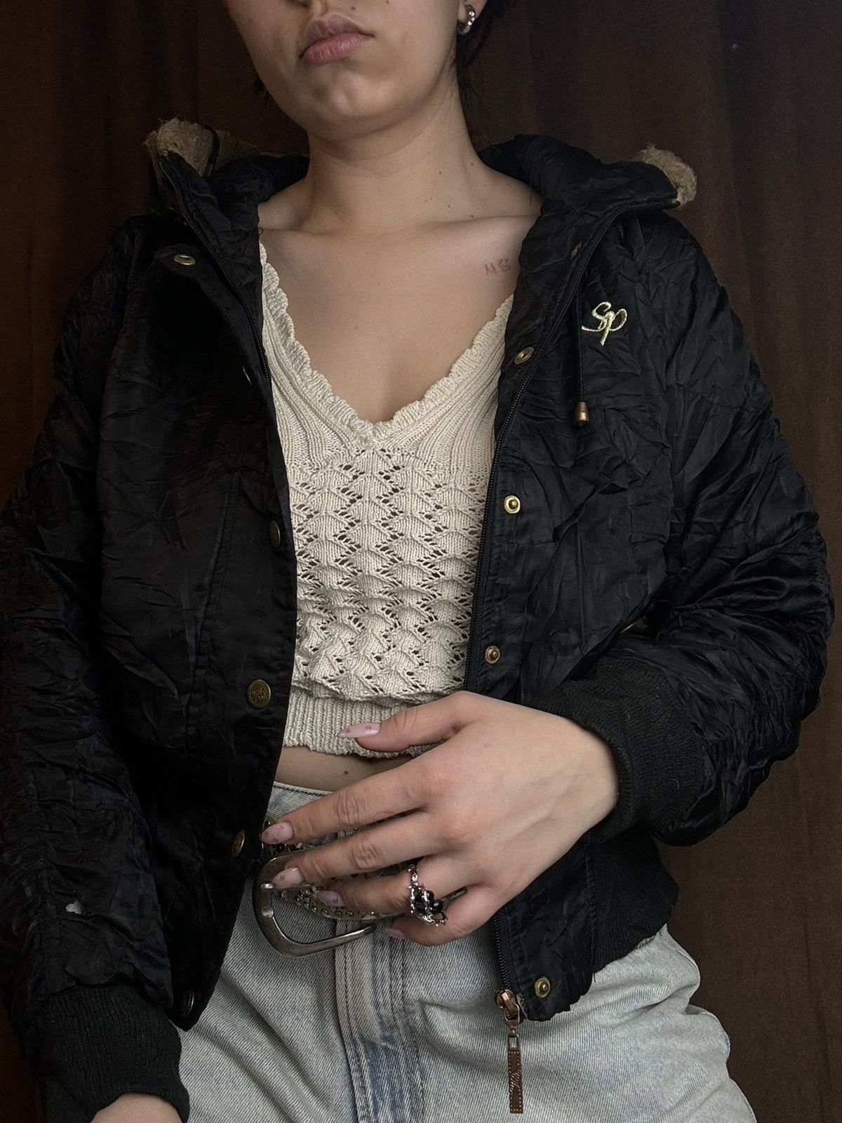 Japanese Brand × Vintage Vintage Y2K Bomber Owens Style Fur Collar Avantgarde Jacket Size US S / EU 44-46 / 1 - 1 Thumbnail