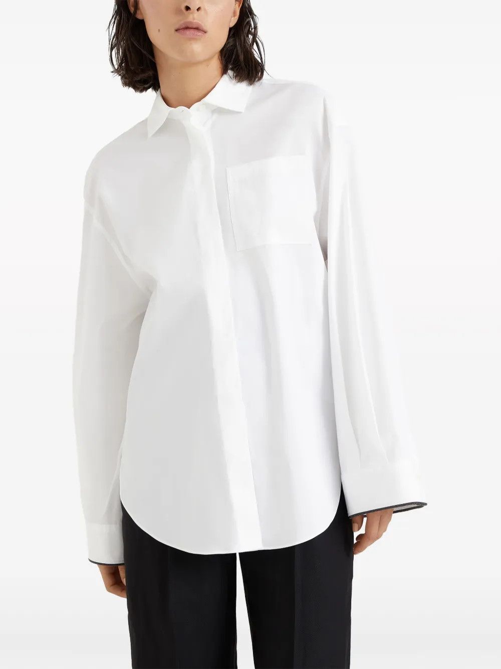 Brunello Cucinelli o1w1db10825 Blouse in White Size XL / US 12-14 / IT 48-50 - 2 Thumbnail