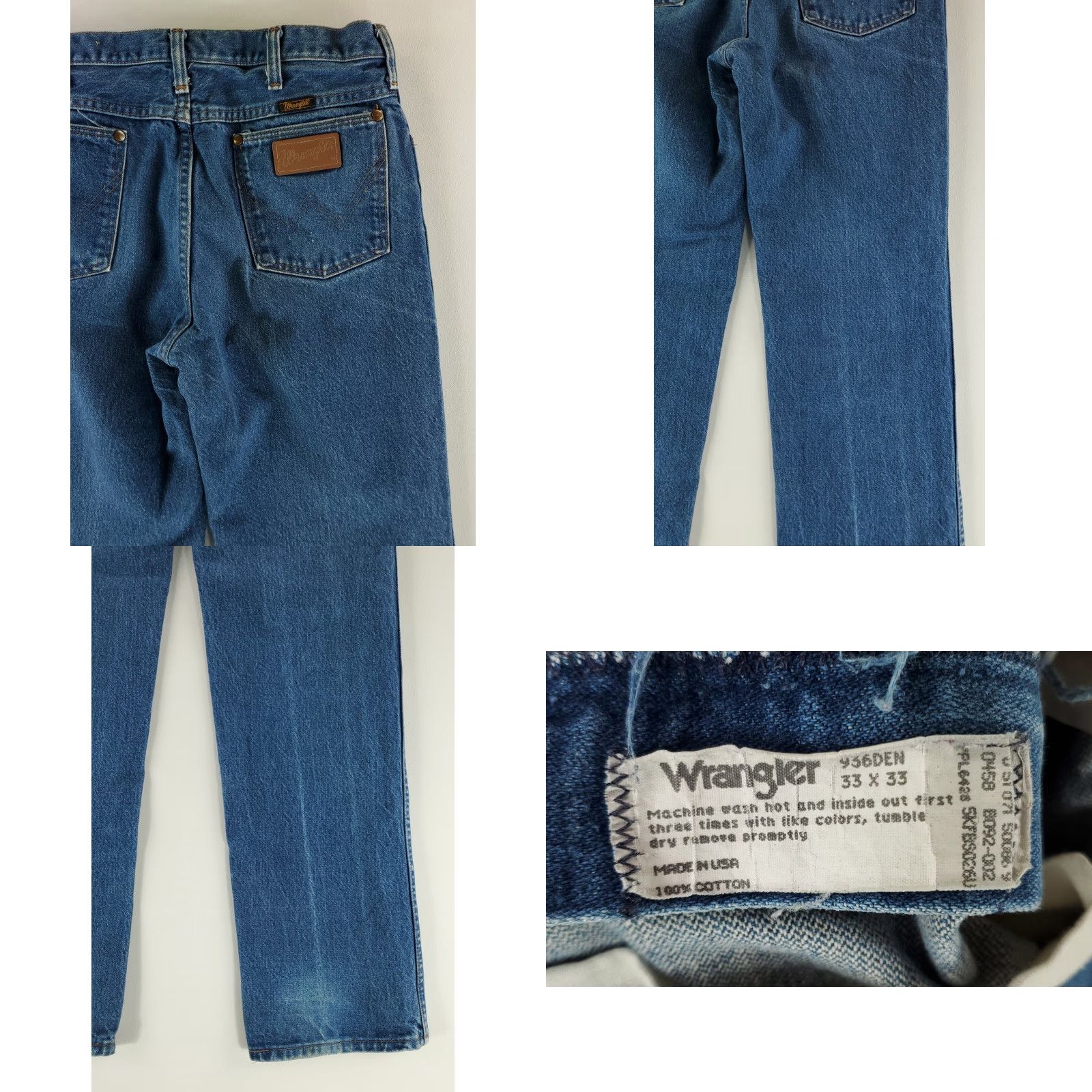 Wrangler VINTAGE Wrangler Jeans 90s 936DEN Whiskering Blue Straight Mens 32 33x33 31 Inseam 32x31 Actual Mens Size US 32 / EU 48 - 9 Thumbnail