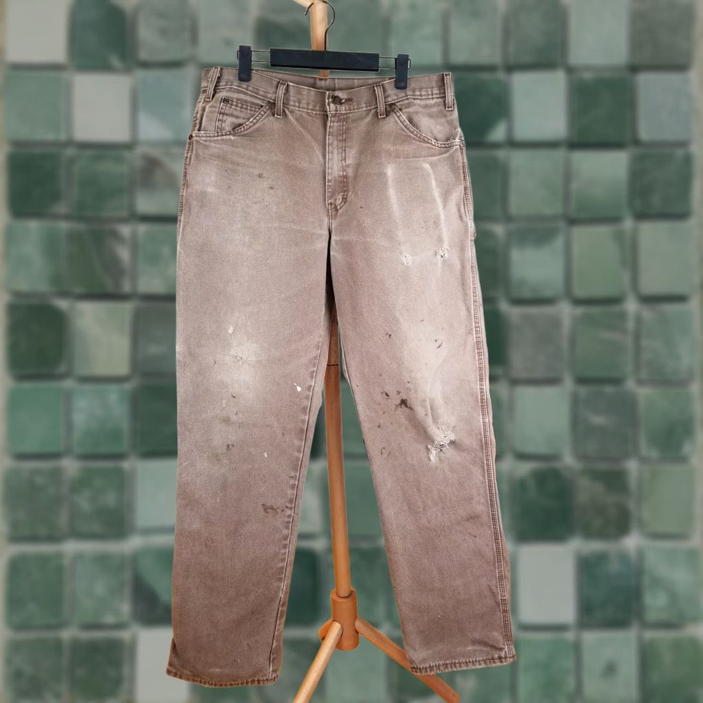 Dickies VINTAGE Y2K DICKIES DUCK DISTRESSED TRASHED CARPENTER PAINTER PANTS SZ 34 Mens Pants Brown 34 33 42 Canvas Cotton Carpenter 34 inches Size US 34 / EU 50 - 1 Thumbnail