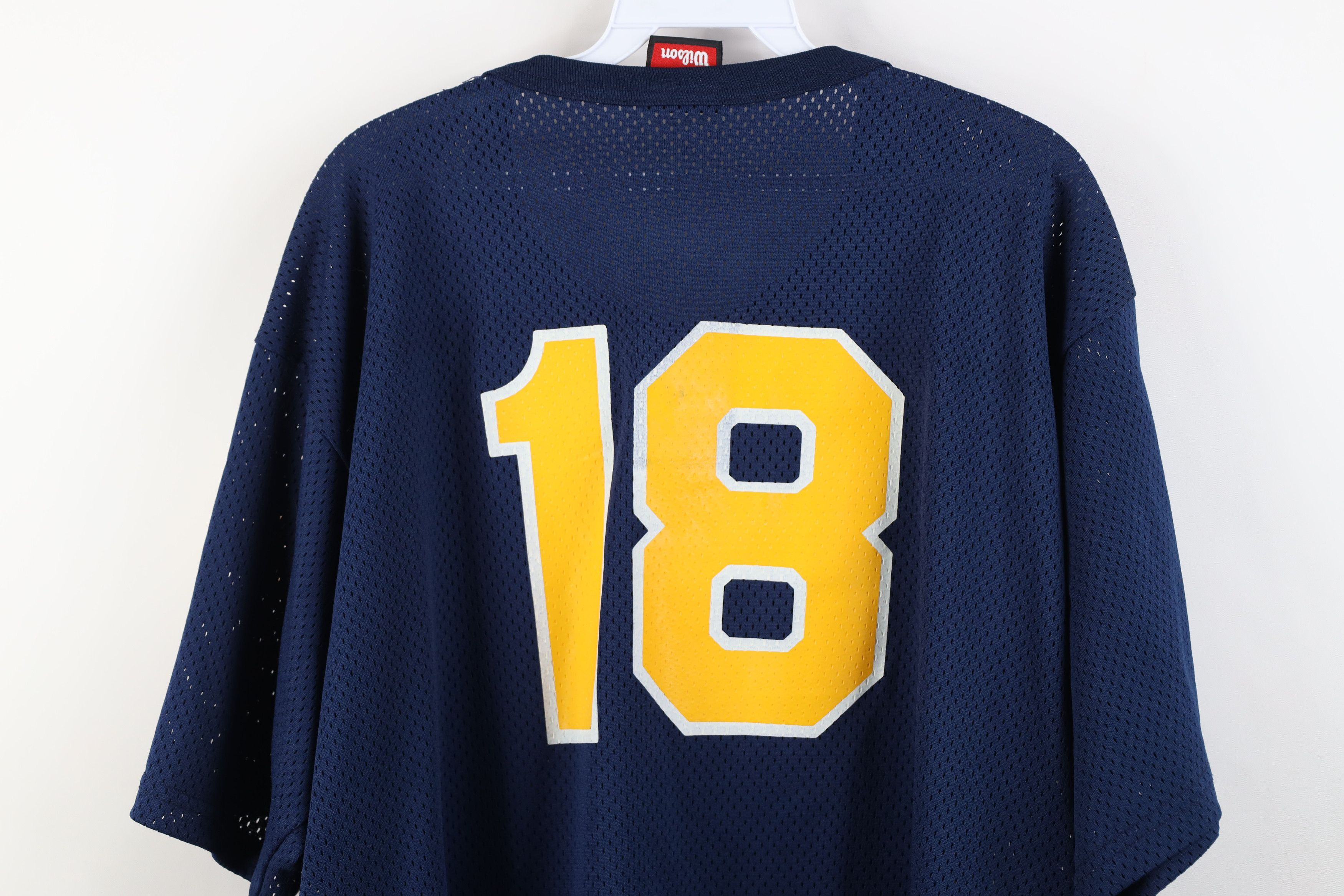 Vintage Vintage 90s Michigan Rams Mesh Henley Baseball Jersey Blue Size US XXL / EU 58 / 5 - 12 Thumbnail
