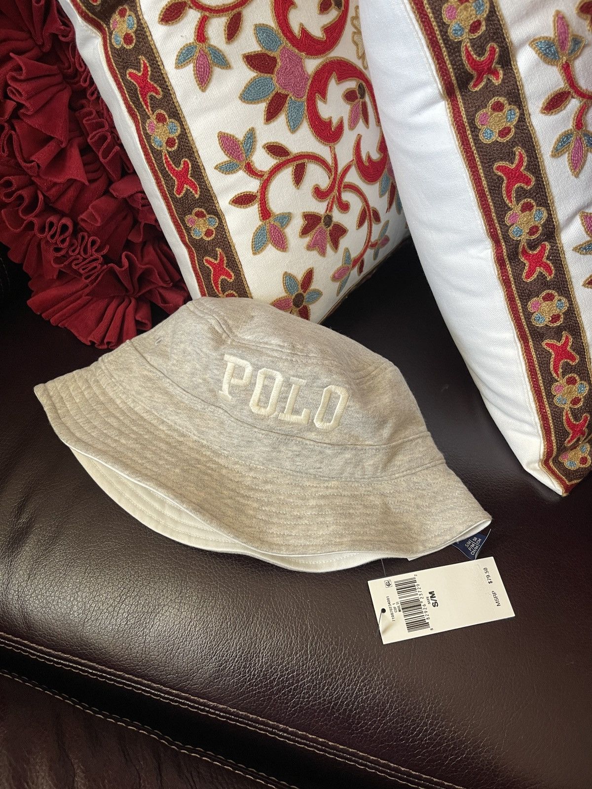 Polo Ralph Lauren Polo Ralph Lauren White/Gray Reversible Fleece & Twill Bucke Size ONE SIZE - 3 Thumbnail
