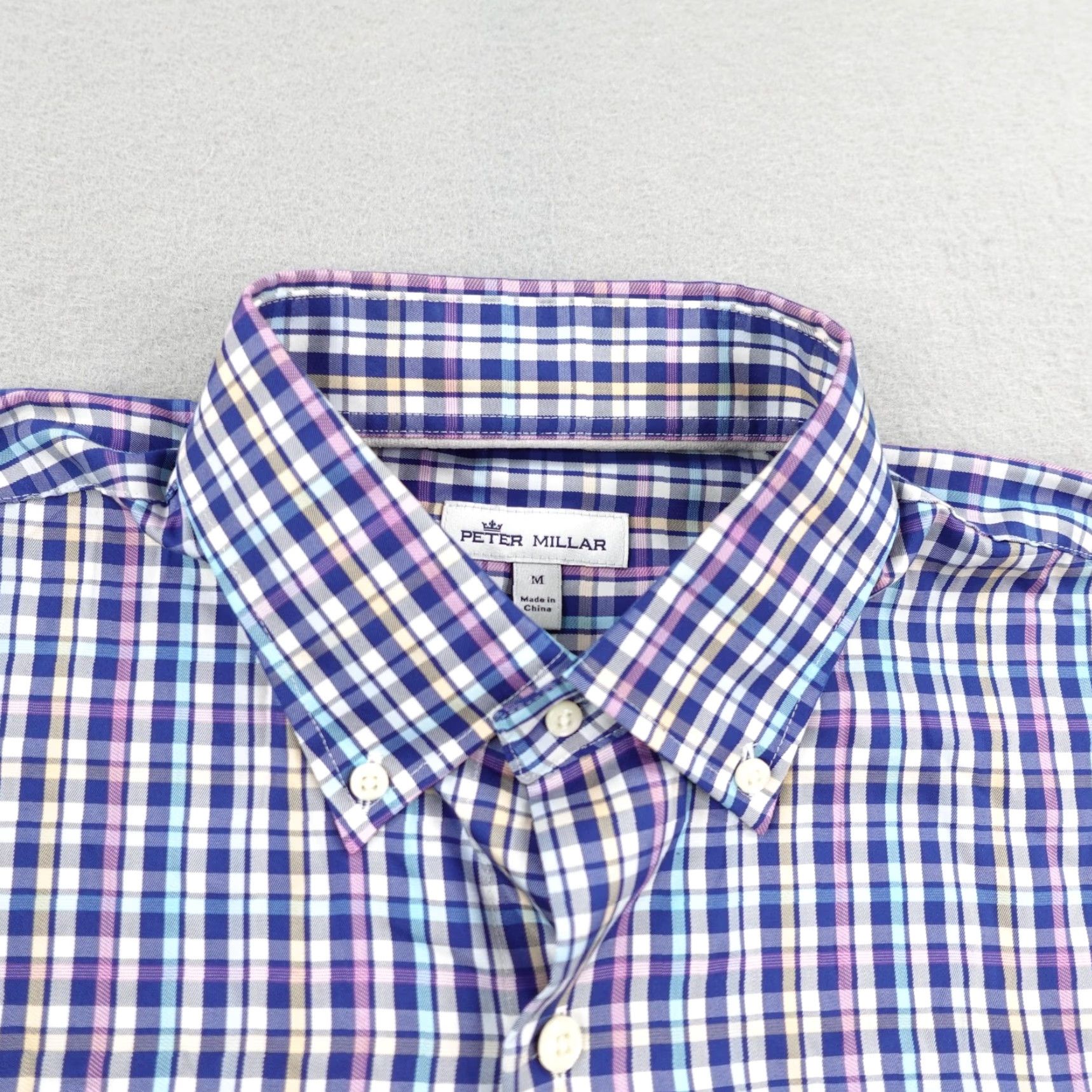 Peter Millar VINTAGE NO? (skip) Peter Millar Shirt Men Medium Blue Purple Plaid Button-Up Silk Blend Performance Shirt Size US M / EU 48-50 / 2 - 2 Thumbnail