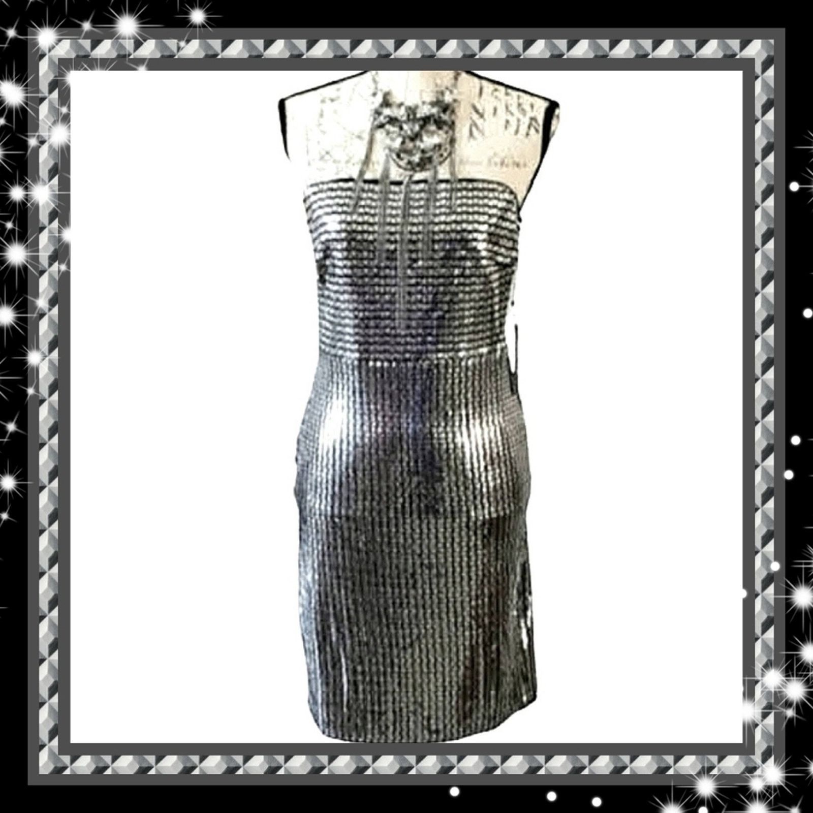 Other HAUTE MONDE ☆ SILVER ☆ METALLIC ☆ COCKTAIL DRESS ☆ Lg. ☆ NWT Size L / US 10 / IT 46 - 1 Thumbnail