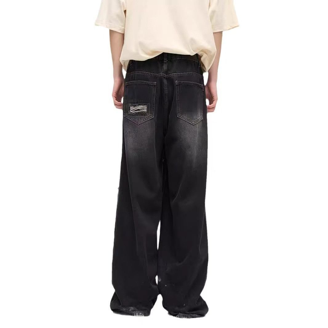 Japanese Brand × Jean Ripped Patch Patch Street Loose Jeans Size US 32 / EU 48 - 2 Thumbnail