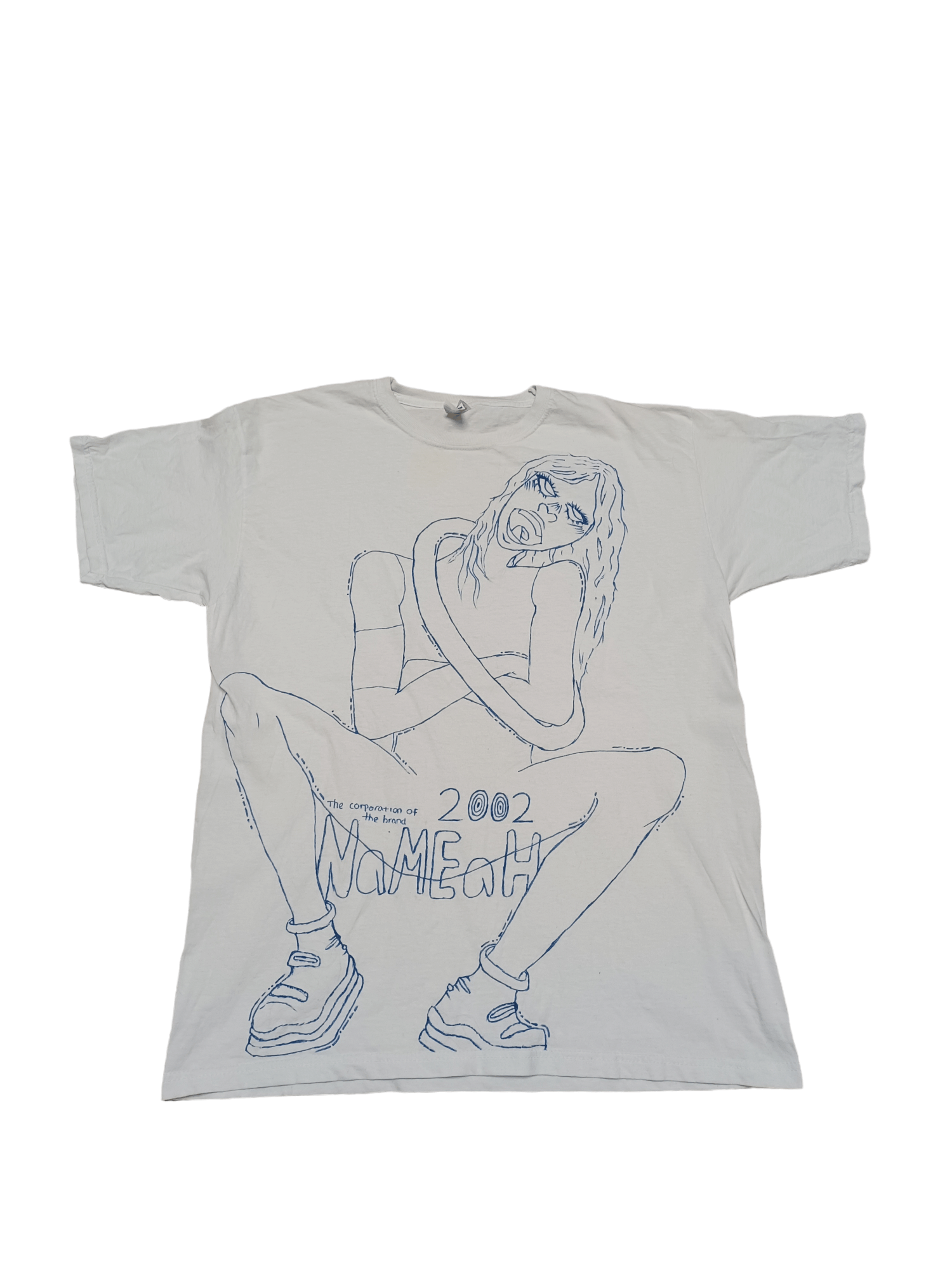 image of Hook Ups x Nude Fotl Vintage Fantastic Girl Y2K 2002 Tee Skategang Drill Rap in White (Size Medium)