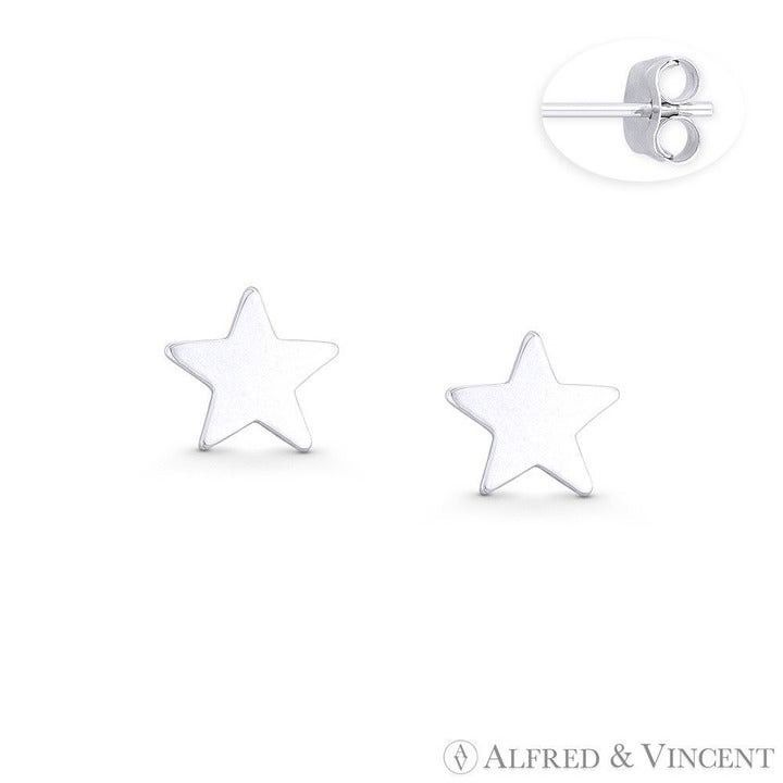 Other Flat Star Charm Stud Earrings in .925 Sterling Silver Size ONE SIZE - 1 Preview