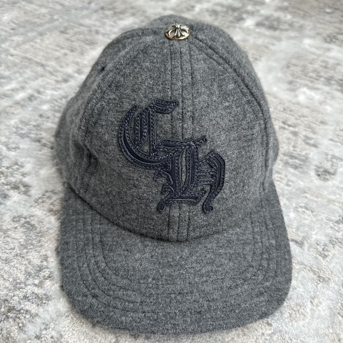 Wool leather strap hat 'grey'