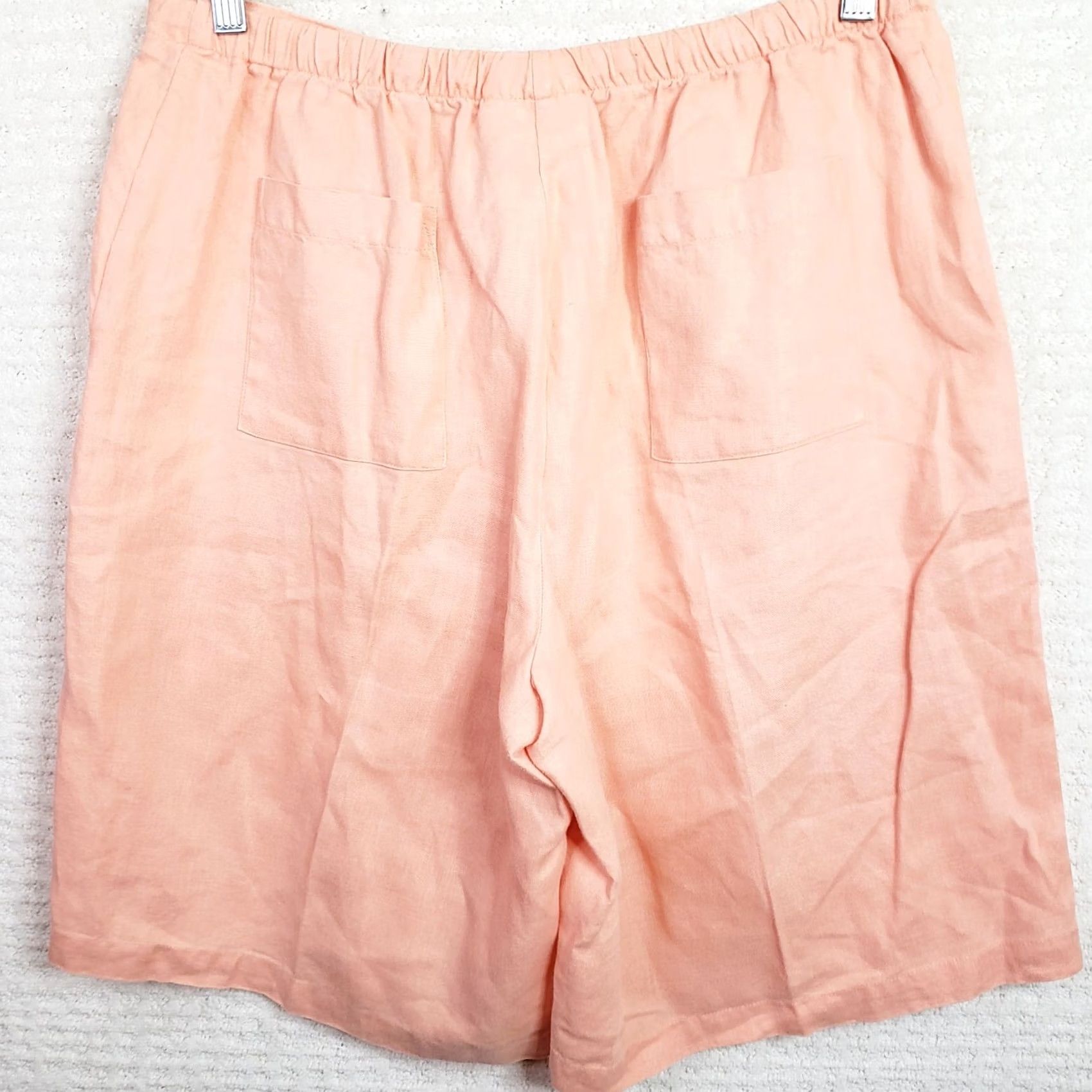 Pinko Chadwicks Of Boston Women's Bermuda Shorts 14 100% Linen Pink Drawstring, Regular, Pink, Women Size 36" / US 14 / IT 50 - 6 Thumbnail