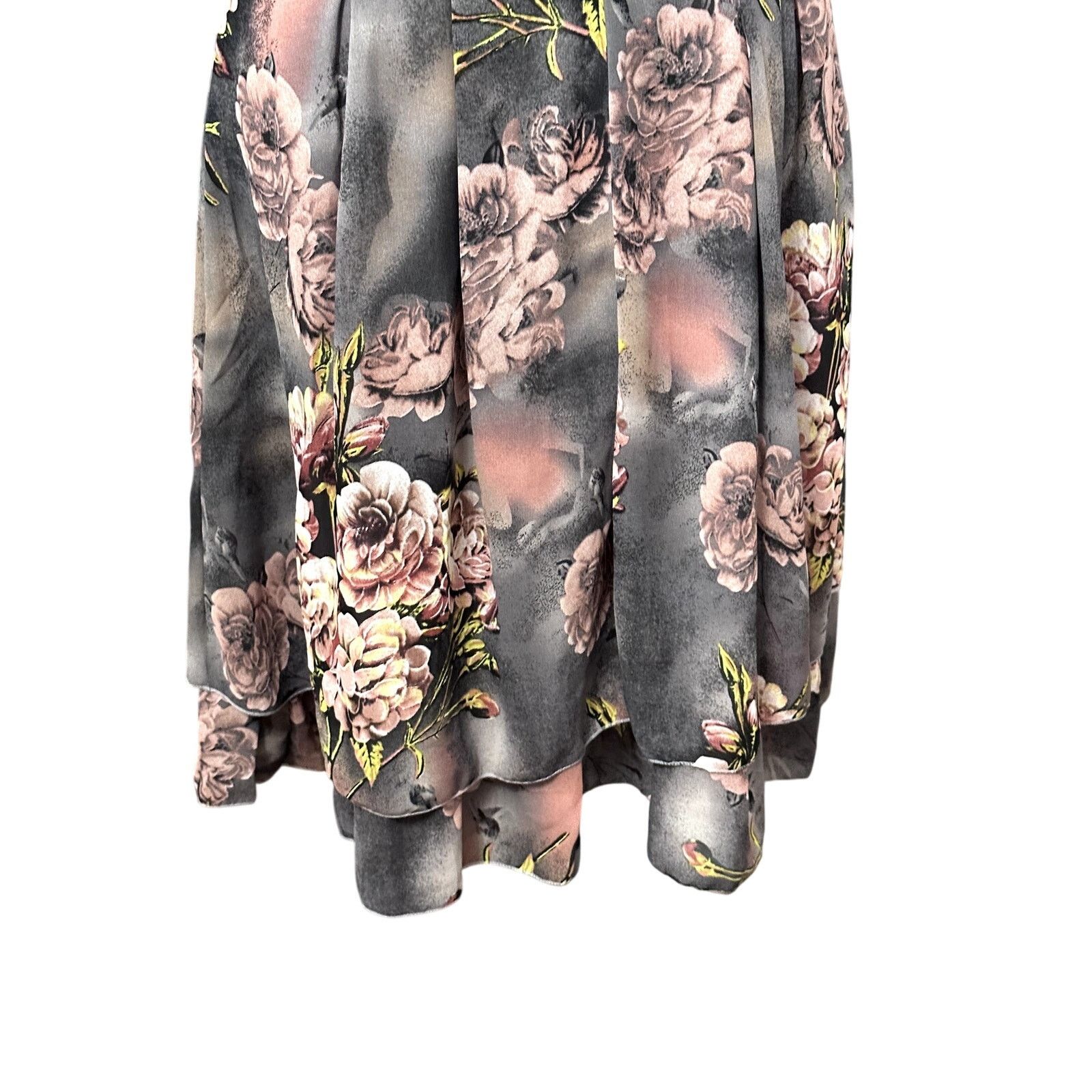 Other Classic Fashion A-Line Skirt Floral Layered Hem Pink/Gray L Size 27" / US 4 / IT 40 - 6 Thumbnail