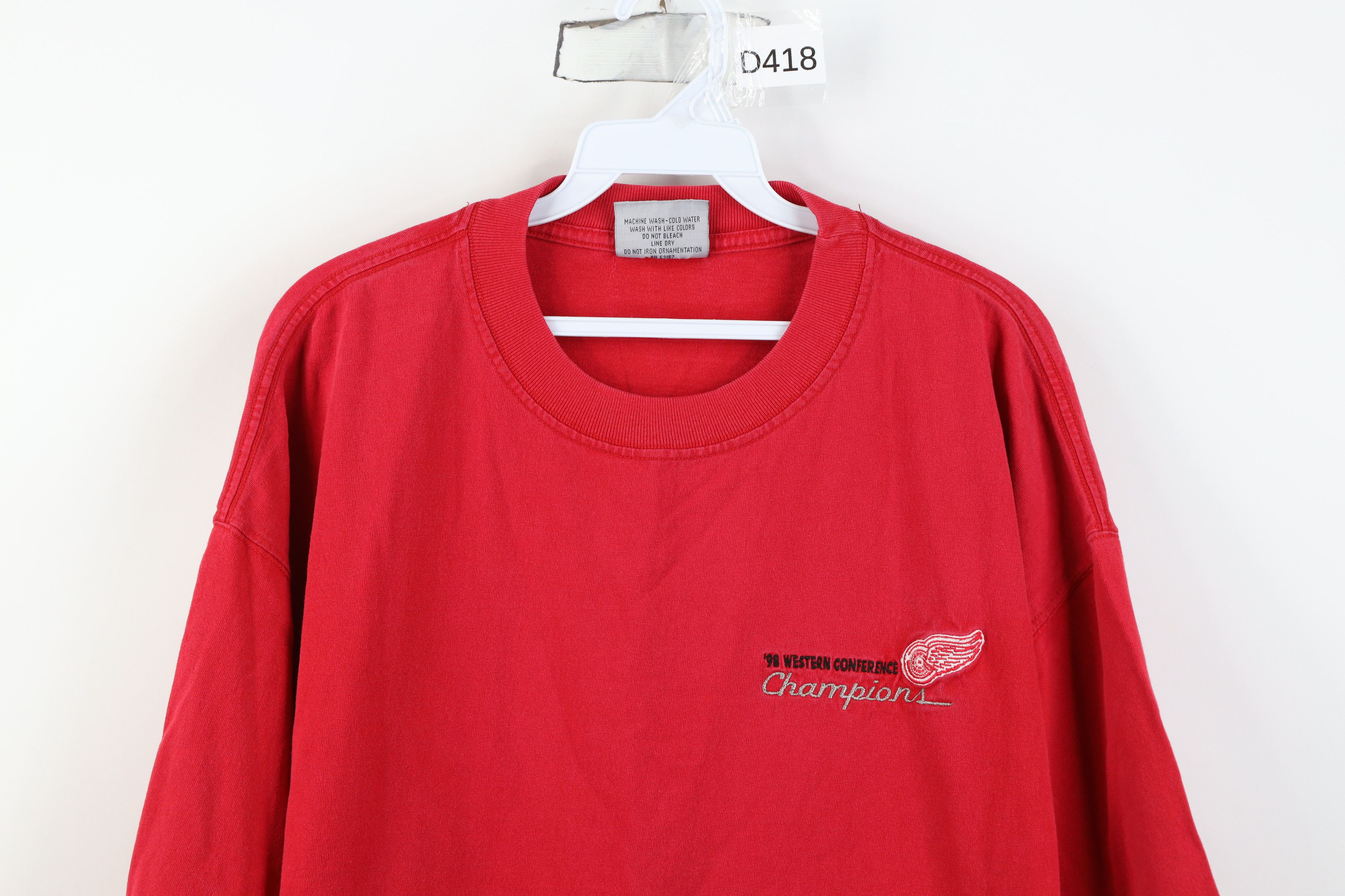 Vintage Vintage 90s 1998 Western Conference Champs Detroit T-Shirt Size US XL / EU 56 / 4 - 2 Thumbnail