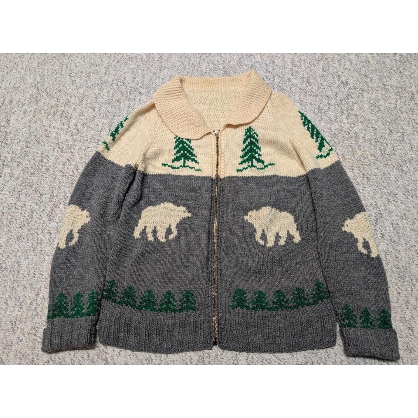 Vintage VINTAGE Cowichan Sweater POLAR BEAR cardigan S wool HANDMADE jacket Knit Style Handknit Full Zip Mens XS? Size US S / EU 44-46 / 1 - 5 Thumbnail