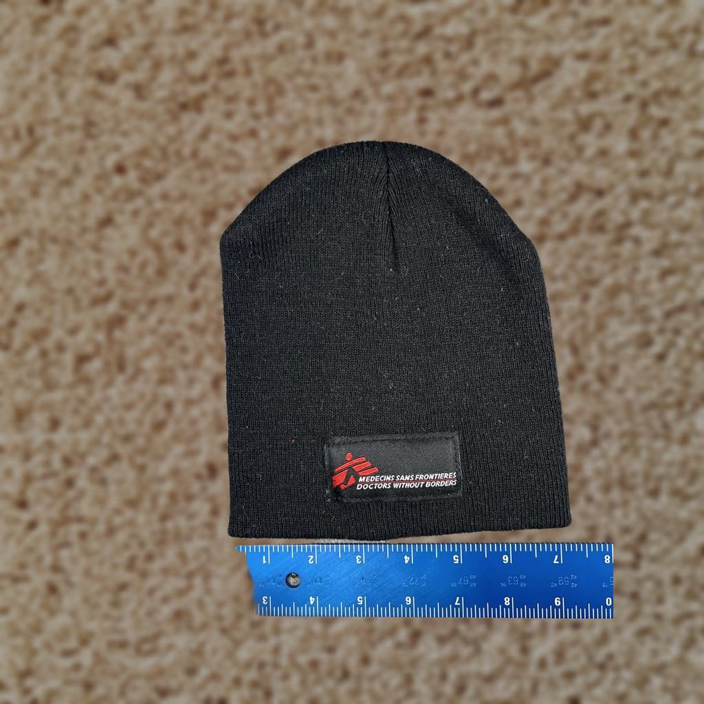 Vintage Medecins Sans Frontieres Beanie Mens One Size Black Knit Logo Winter Size ONE SIZE - 1 Thumbnail