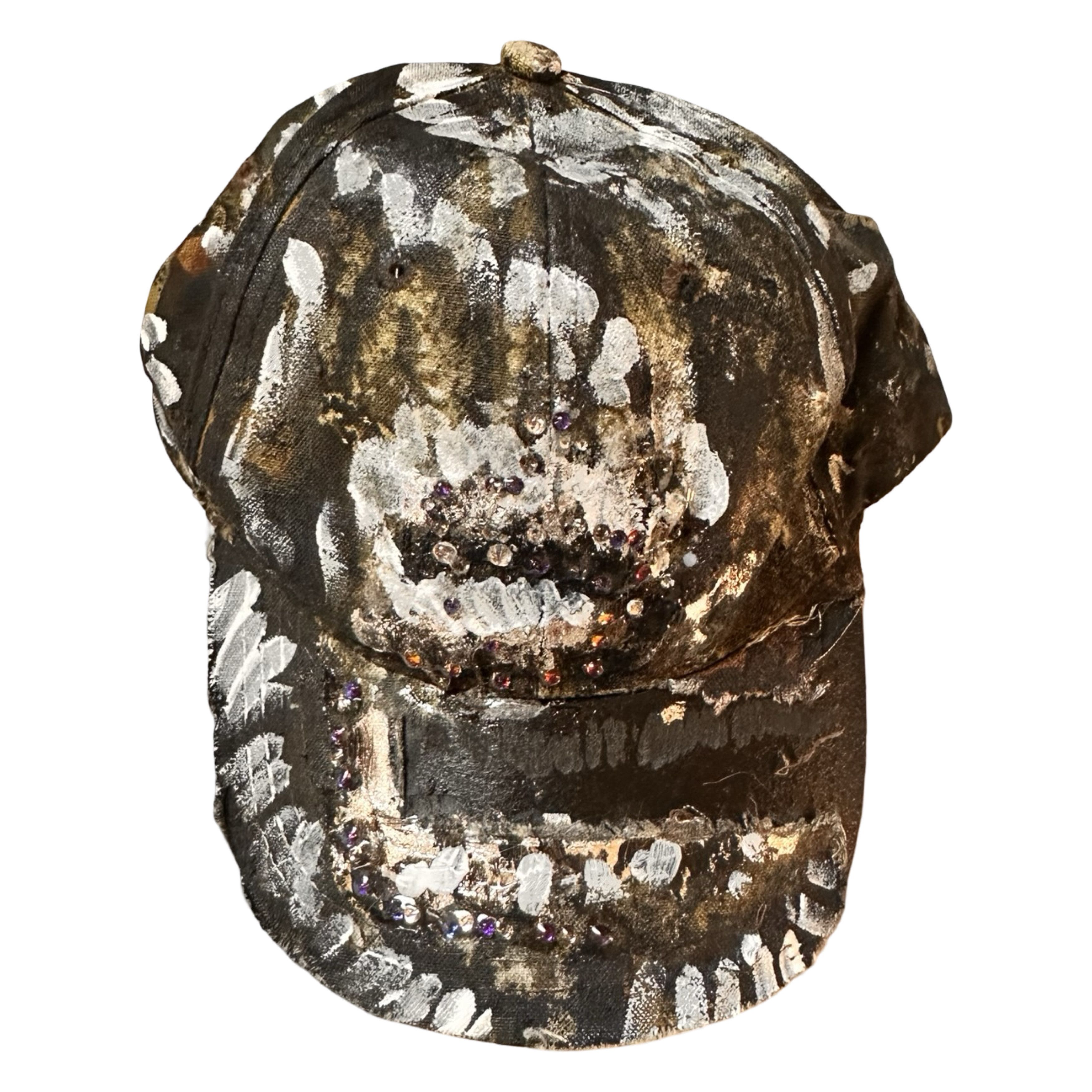 Vintage ASTROBOI* 'This Way' Brown/Green Camouflage Rhinestone Hat Size ONE SIZE - 7 Thumbnail