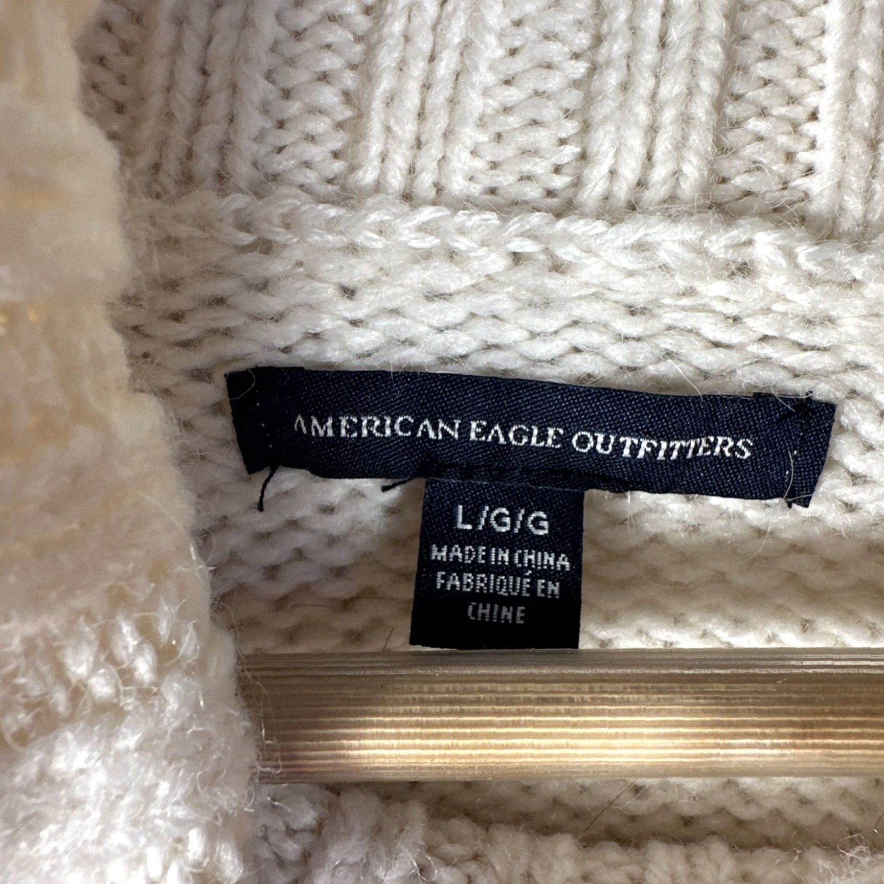 American Eagle Outfitters American Eagle Outfitters Womens Large Wool Alpaca Turtleneck Chunky Cable Knit Fisherman Sweater Size L / US 10 / IT 46 - 6 Thumbnail