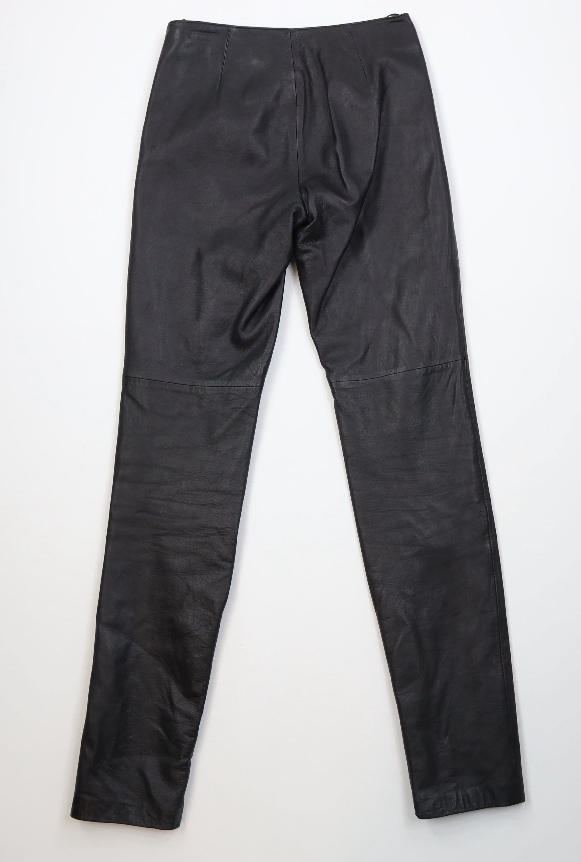 Vintage Vintage 90s Streetwear Straight Leg Leather Pants Black Size 26" / US 2 / IT 38 - 9 Thumbnail