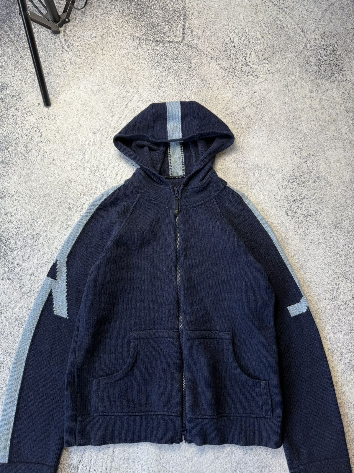 Armani Vintage Armani Jeans Knitwear Hoodie Y2K big Logo Size US L / EU 52-54 / 3 - 4 Thumbnail
