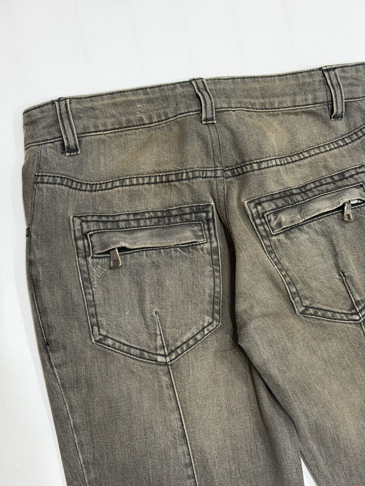 Balmain BALMAIN Decarnin SS 2010 Oil Stained Runway Biker Zip Jeans Size US 28 / EU 44 - 21 Thumbnail