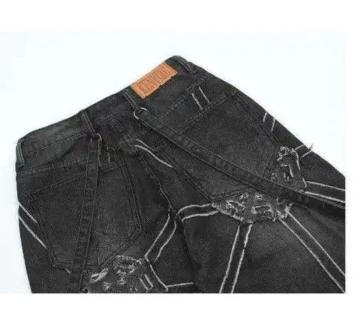 Jean Embroidery Black Oversized Loose Jeans Size US 32 / EU 48 - 8 Thumbnail