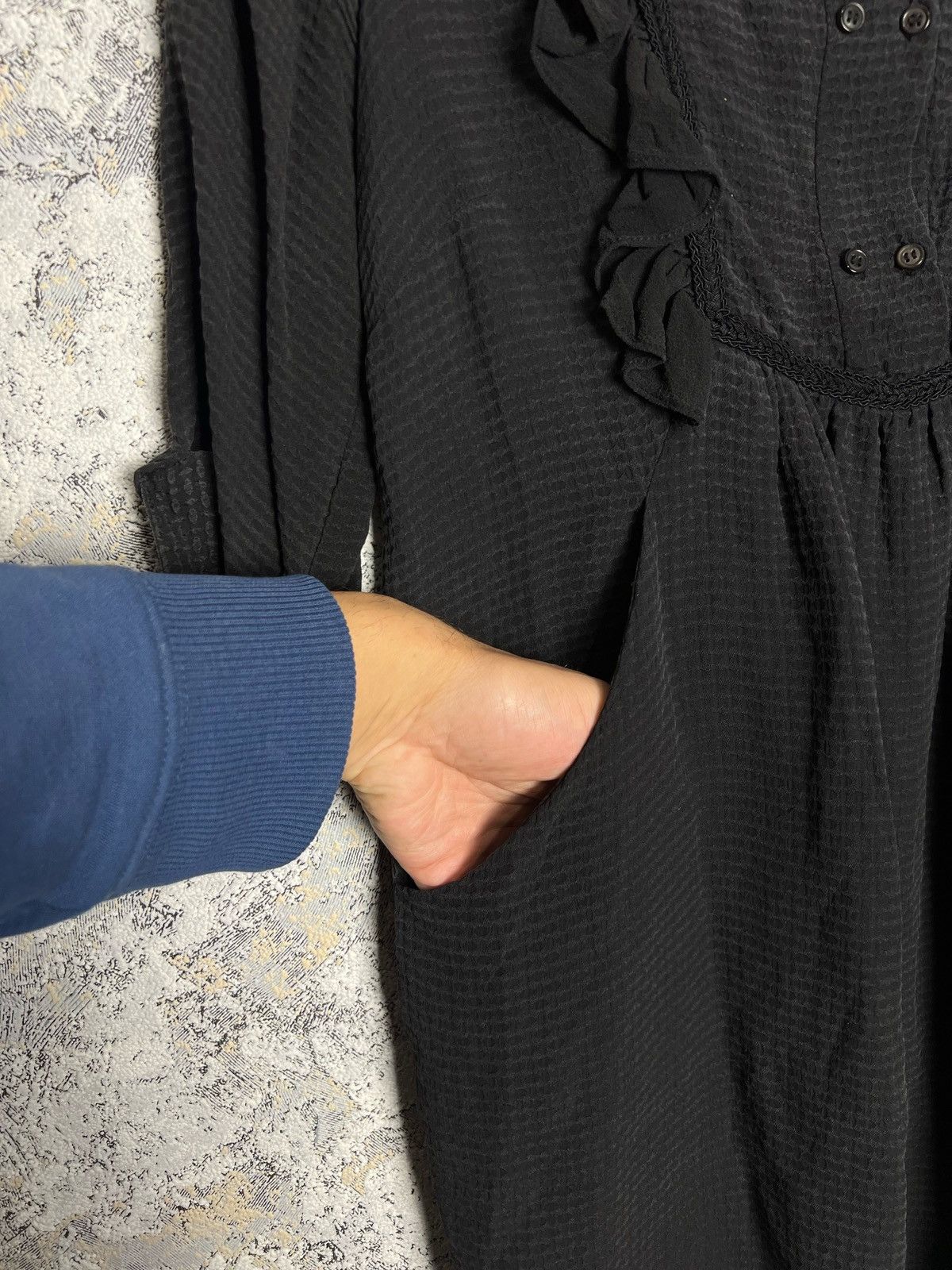 Vintage Sandro Black Avant Garde 3/4 Sleeves Dress Size 1