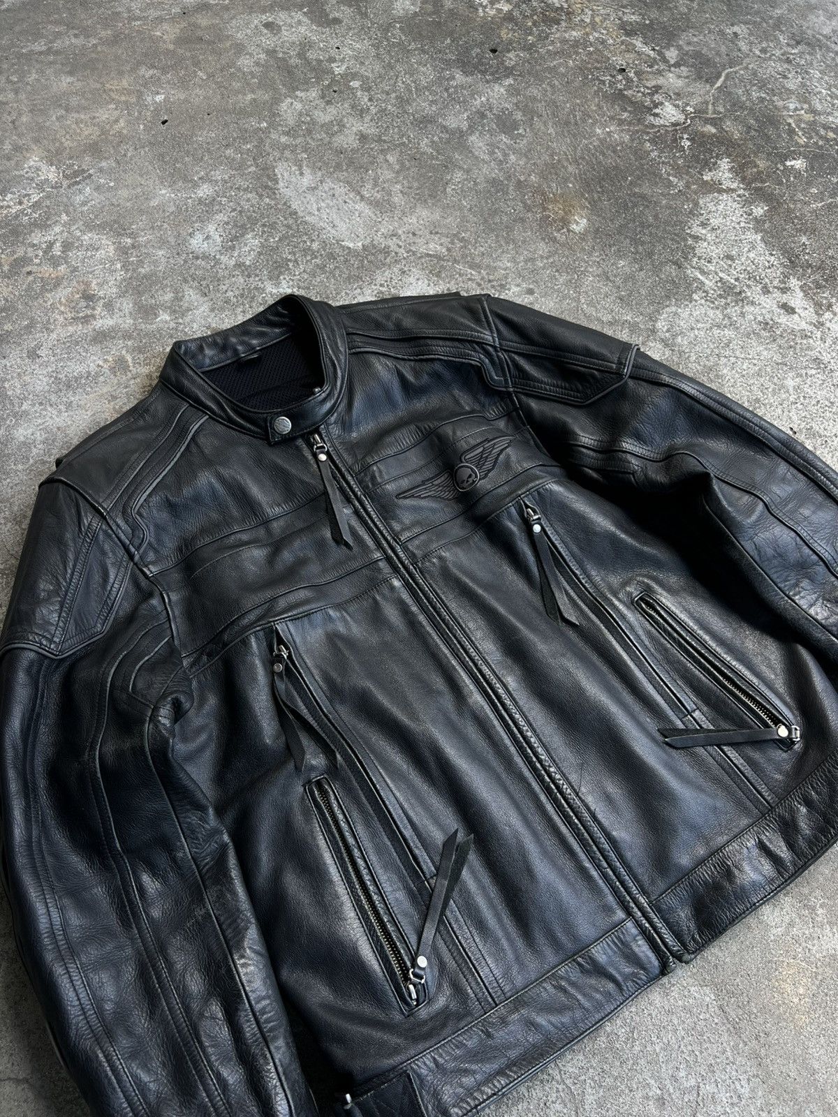 Harley Davidson × West Coast Choppers Crazy Vintage Harley Davidson Leather Jacket Big Logo Rare Size US L / EU 52-54 / 3 - 6 Thumbnail