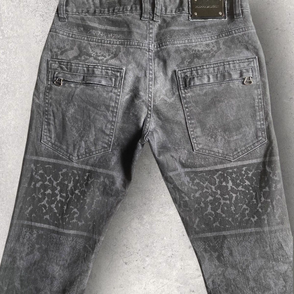Balmain Animal Print Black Wash Biker Denim Size US 30 / EU 46 - 6 Thumbnail